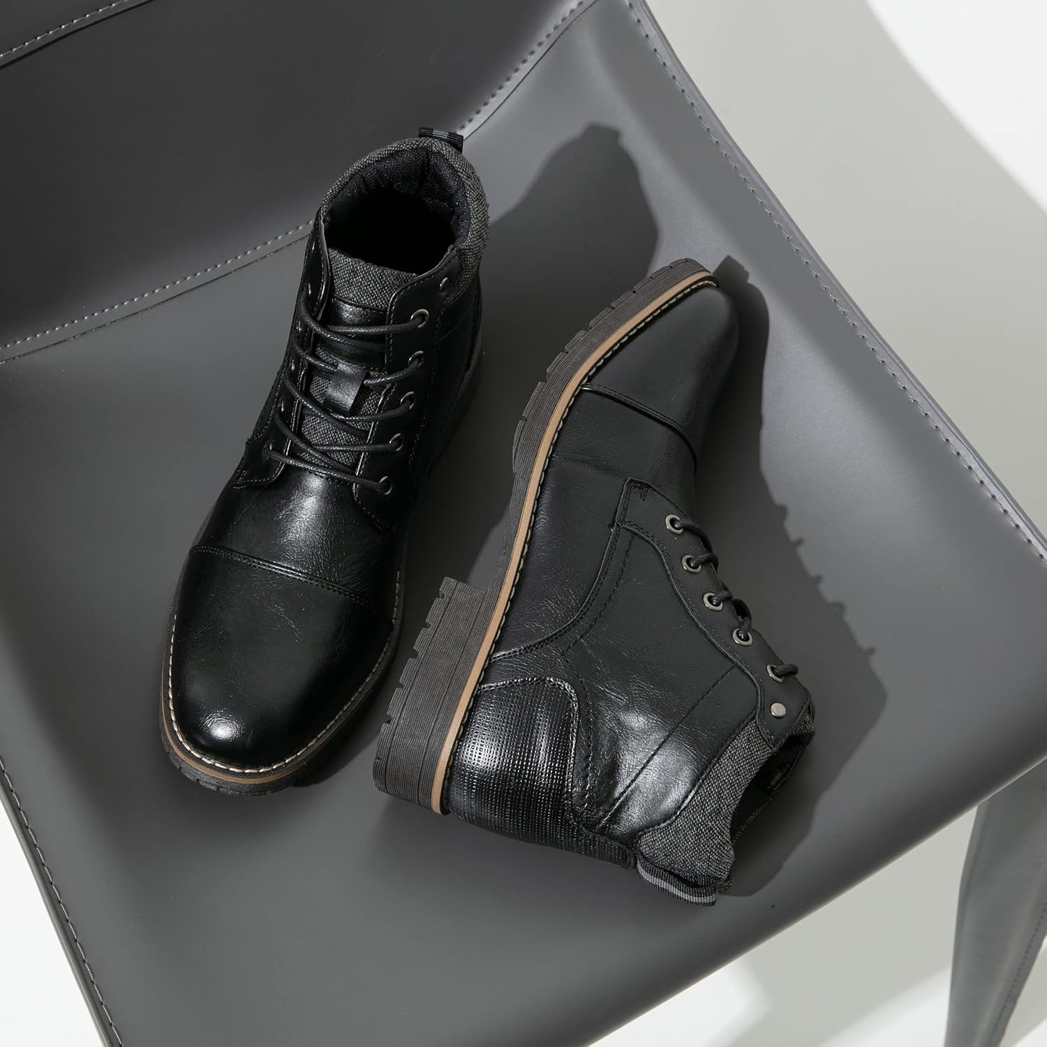image:imageVostey Mens Boots Boots for Men Casual Boots Motorcycle Combat Ankle Dress Boots MensBlack 8079