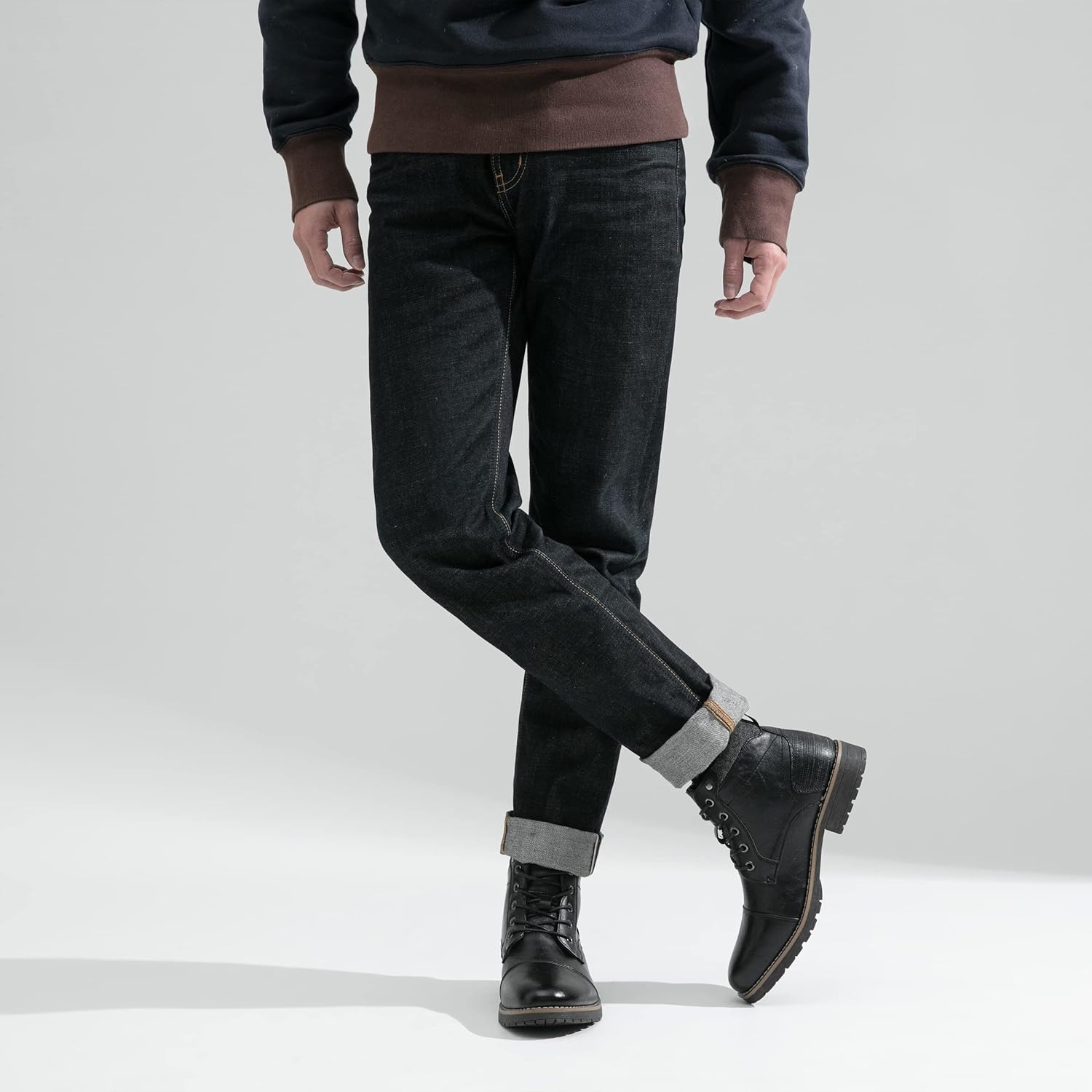 image:imageVostey Mens Boots Boots for Men Casual Boots Motorcycle Combat Ankle Dress Boots MensBlack 8079