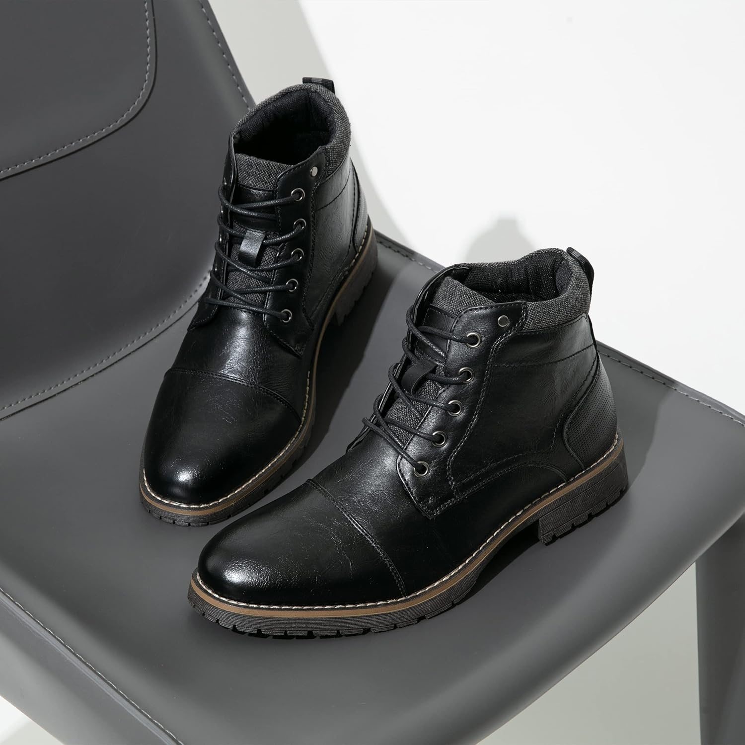 image:imageVostey Mens Boots Boots for Men Casual Boots Motorcycle Combat Ankle Dress Boots MensBlack 8079