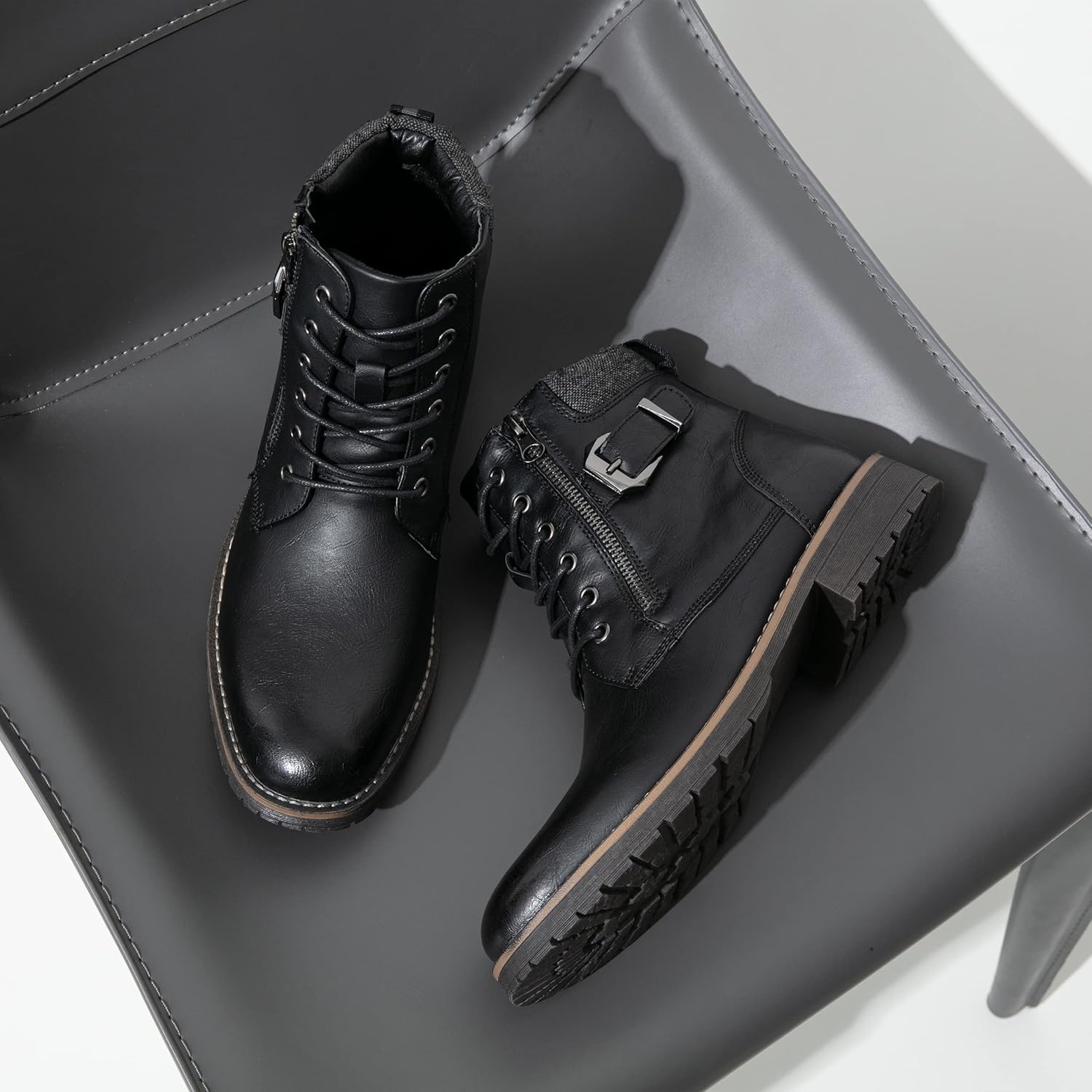 image:imageVostey Mens Boots Boots for Men Casual Boots Motorcycle Combat Ankle Dress Boots MensBlack 8080