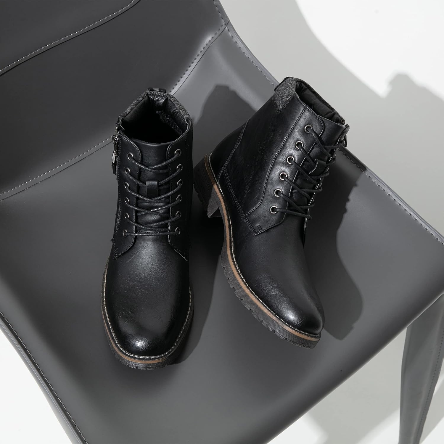 image:imageVostey Mens Boots Boots for Men Casual Boots Motorcycle Combat Ankle Dress Boots MensBlack 8080