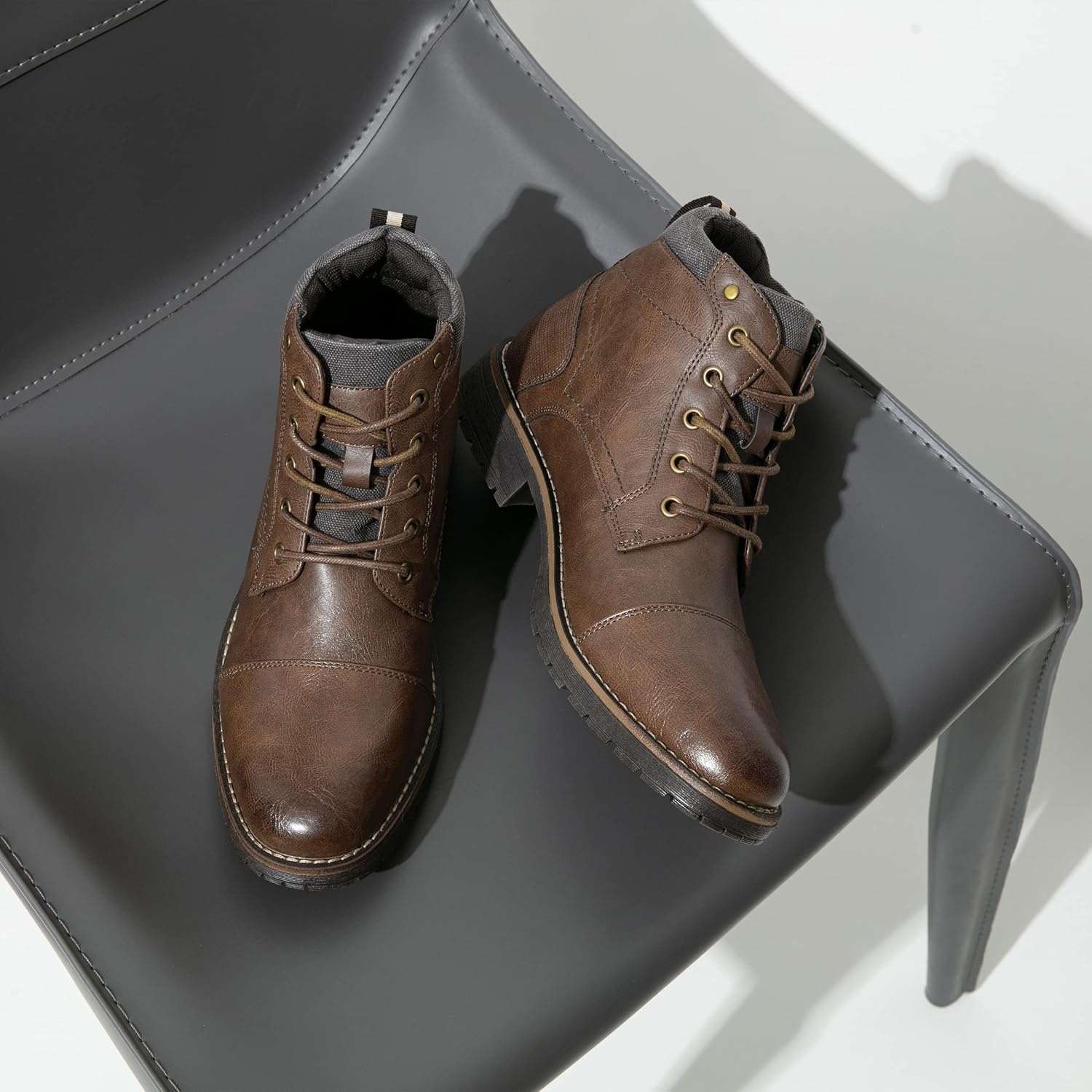 image:imageVostey Mens Boots Boots for Men Casual Boots Motorcycle Combat Ankle Dress Boots MensBrown 8079