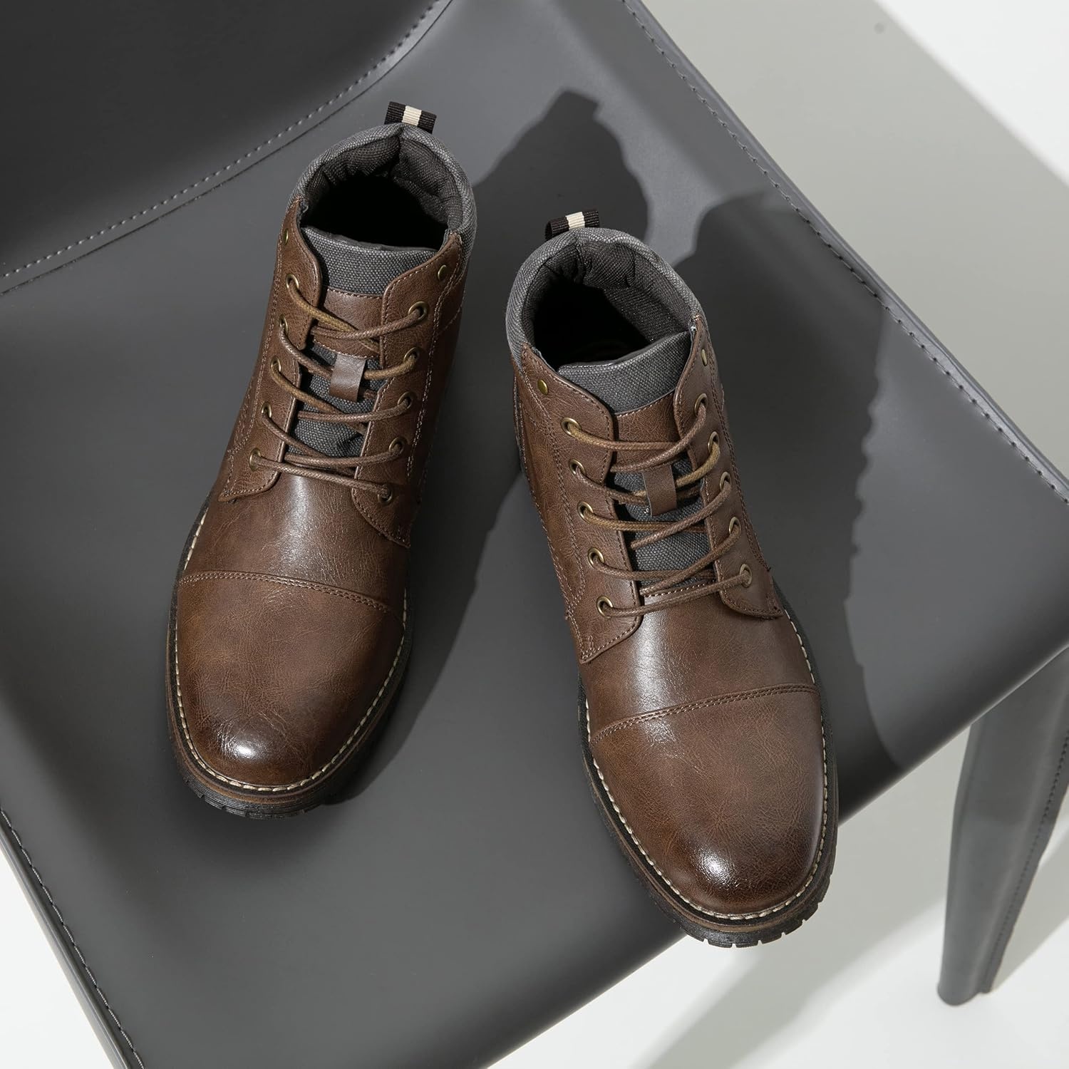 image:imageVostey Mens Boots Boots for Men Casual Boots Motorcycle Combat Ankle Dress Boots MensBrown 8079