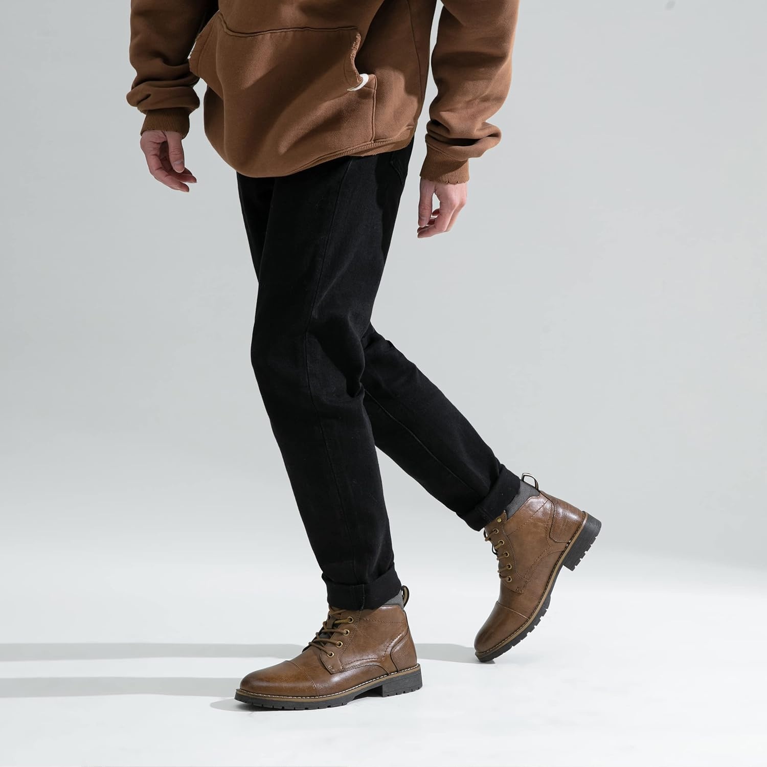 image:imageVostey Mens Boots Boots for Men Casual Boots Motorcycle Combat Ankle Dress Boots MensBrown 8079