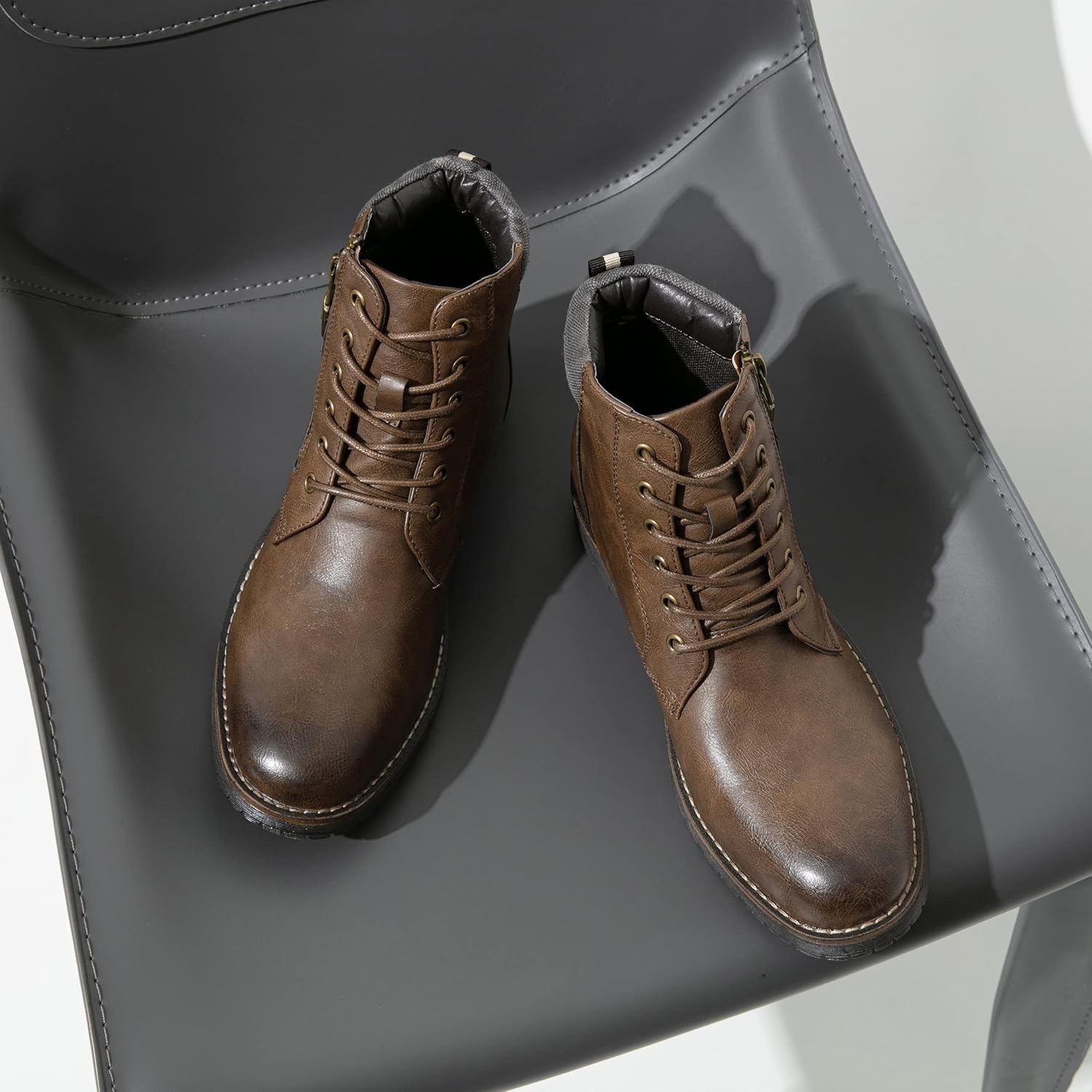 image:imageVostey Mens Boots Boots for Men Casual Boots Motorcycle Combat Ankle Dress Boots MensBrown 8080
