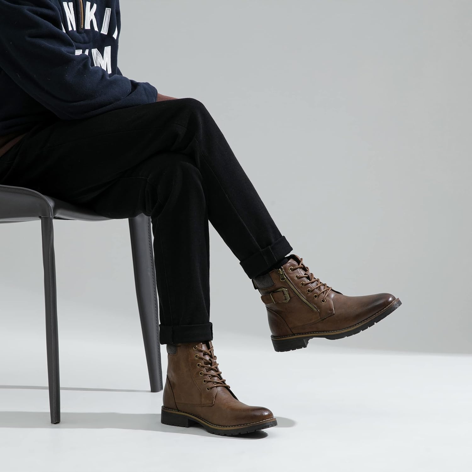 image:imageVostey Mens Boots Boots for Men Casual Boots Motorcycle Combat Ankle Dress Boots MensBrown 8080