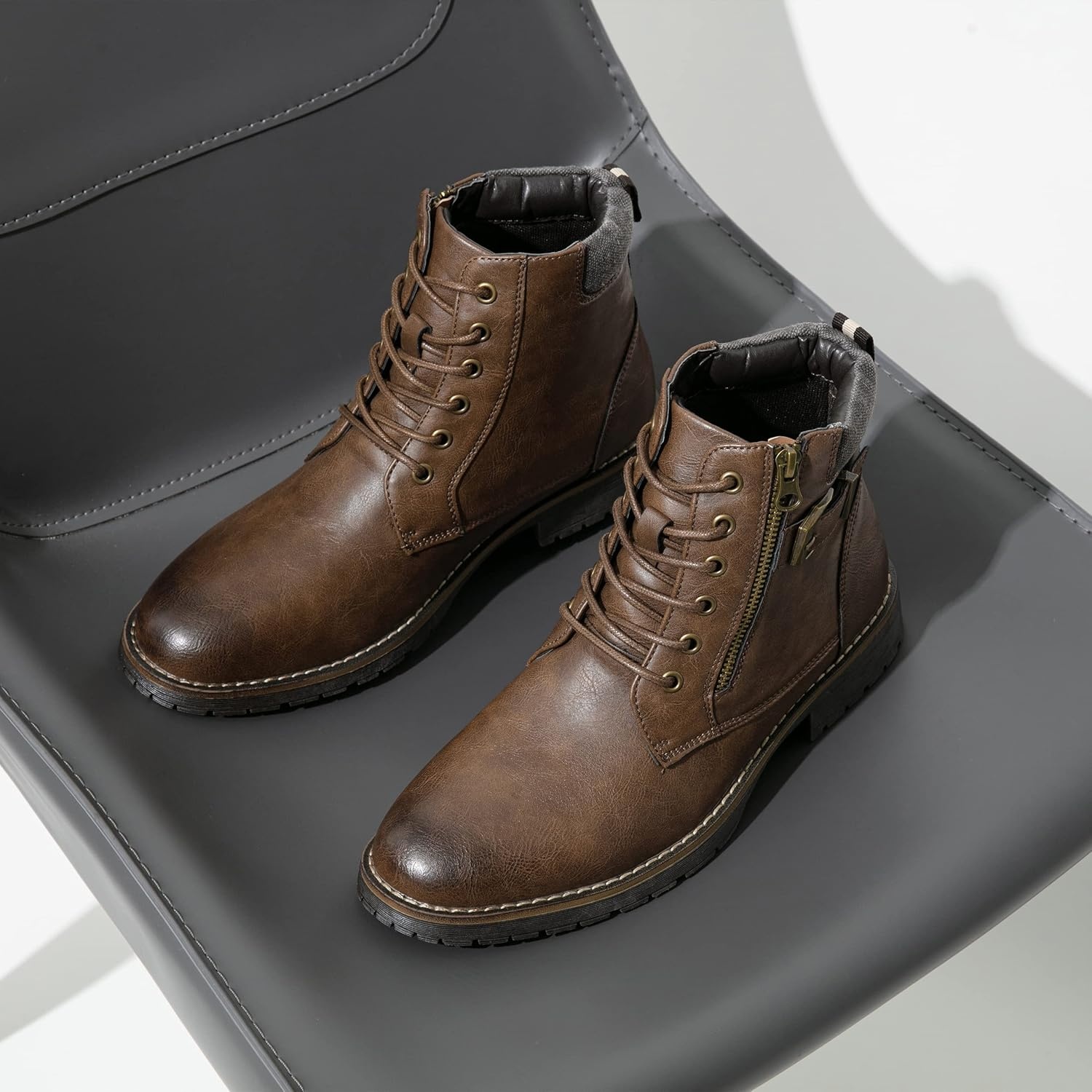 image:imageVostey Mens Boots Boots for Men Casual Boots Motorcycle Combat Ankle Dress Boots MensBrown 8080