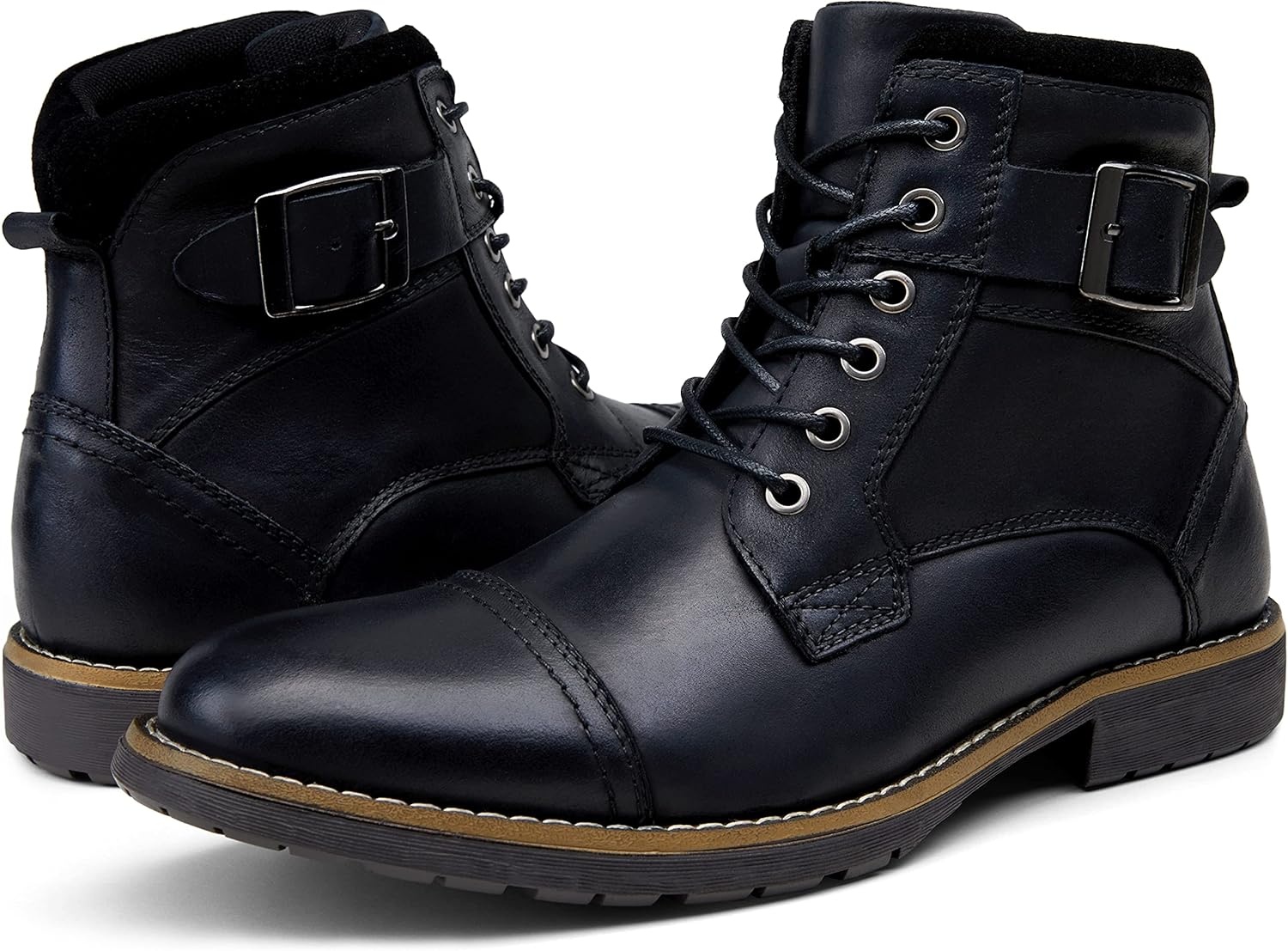image:imageVostey Mens Boots Boots for Men Casual Boots Motorcycle Combat Ankle Dress Boots MensLeatherbmy8001black