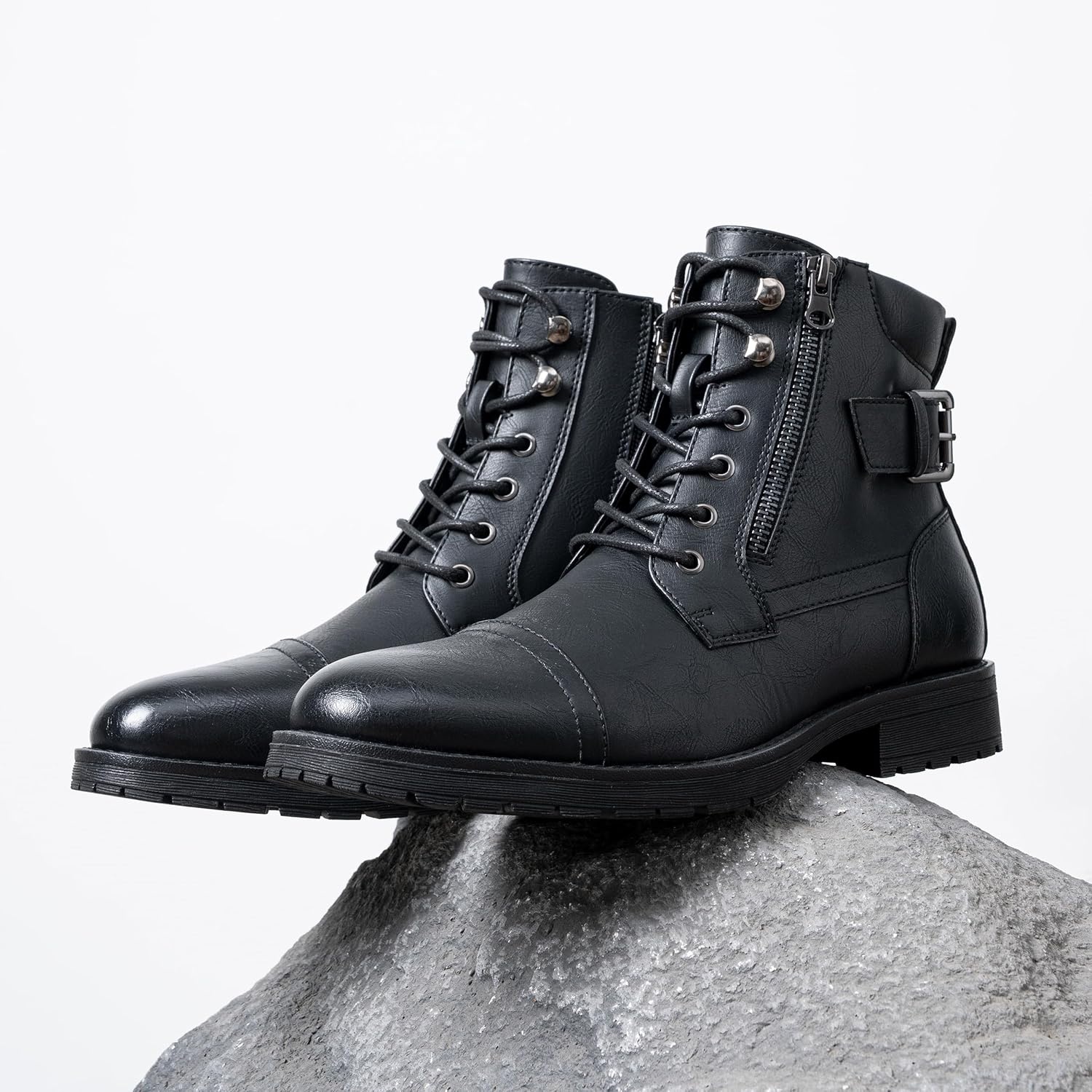 image:imageVostey Mens Boots Boots for Men Casual Boots Motorcycle Combat Ankle Dress Boots MensMotorcycle678aallblack