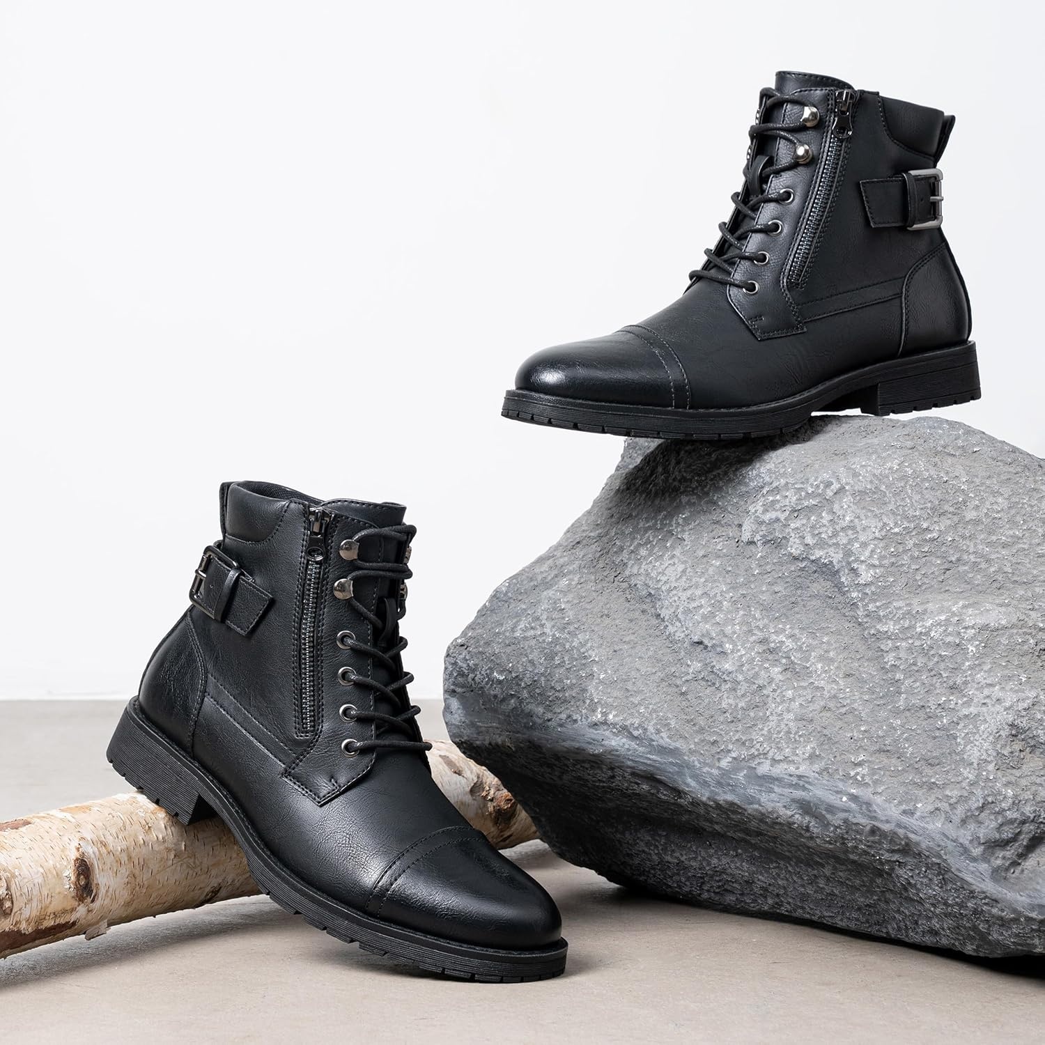 image:imageVostey Mens Boots Boots for Men Casual Boots Motorcycle Combat Ankle Dress Boots MensMotorcycle678aallblack