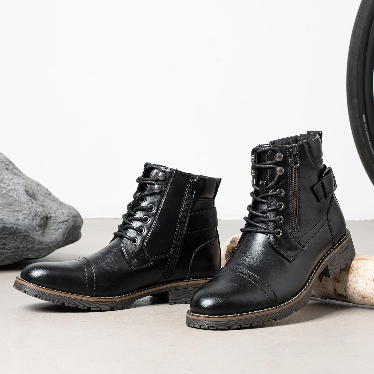 image:imageVostey Mens Boots Boots for Men Casual Boots Motorcycle Combat Ankle Dress Boots MensMotorcycle678ablack
