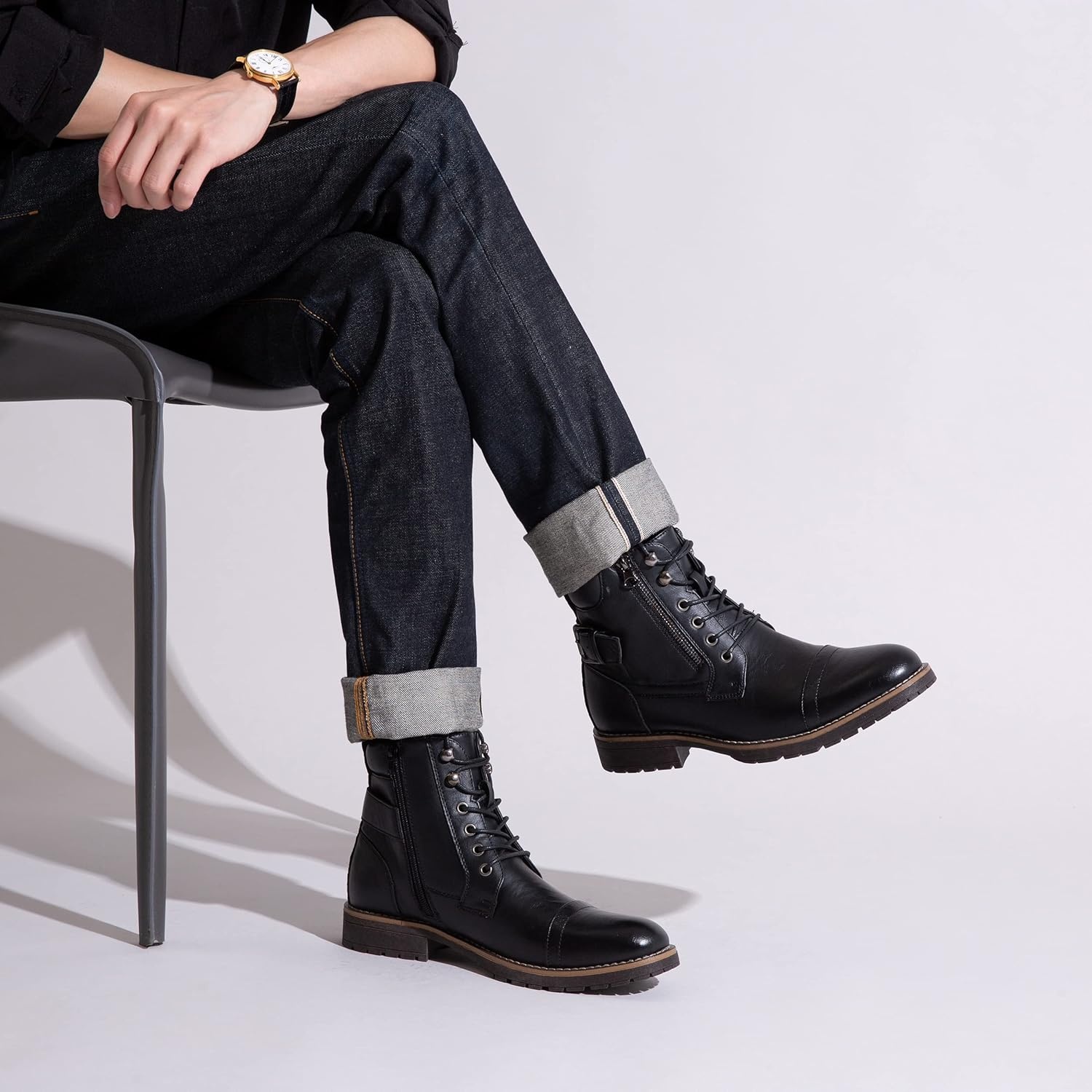 image:imageVostey Mens Boots Boots for Men Casual Boots Motorcycle Combat Ankle Dress Boots MensMotorcycle678ablack