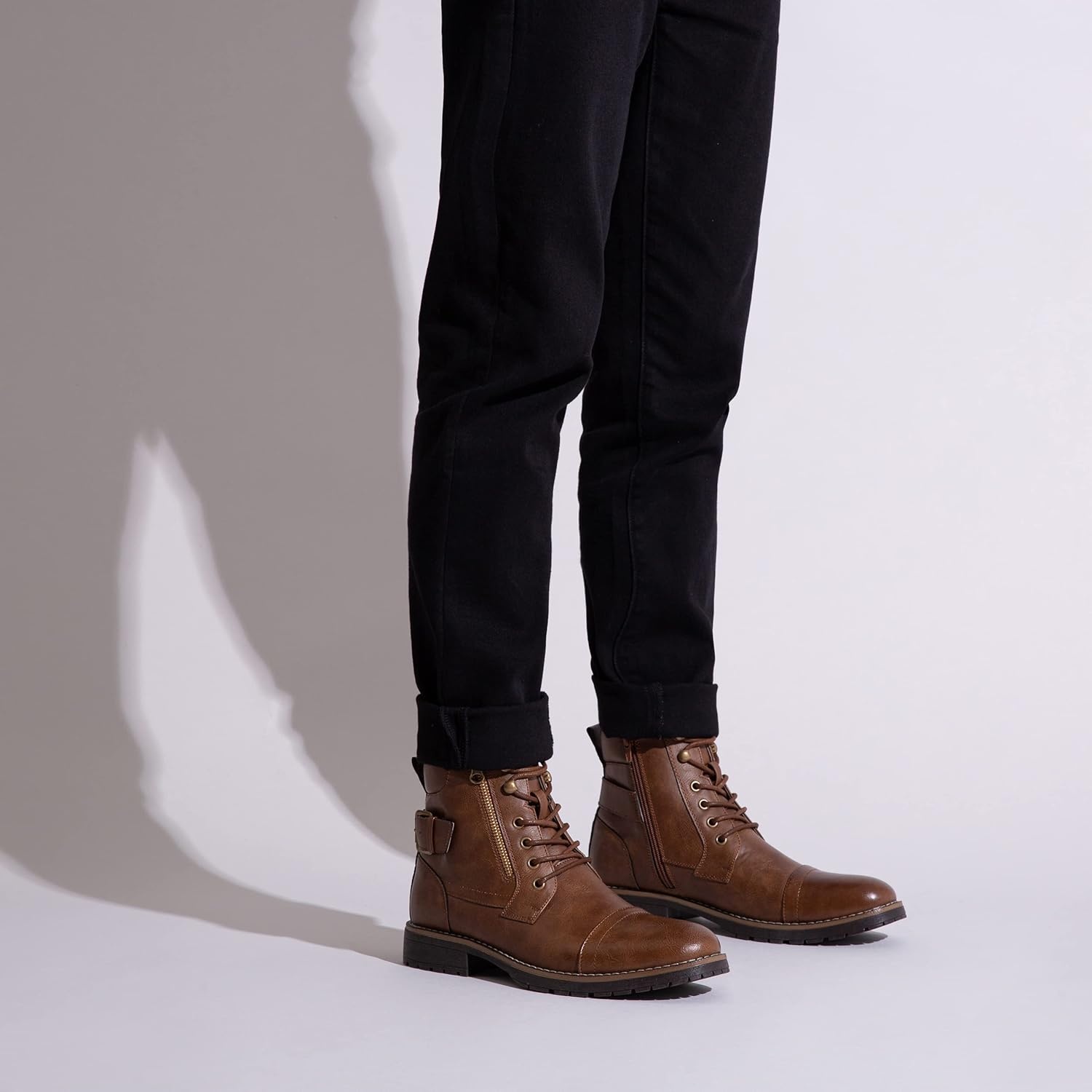 image:imageVostey Mens Boots Boots for Men Casual Boots Motorcycle Combat Ankle Dress Boots MensMotorcycle678adark Brown