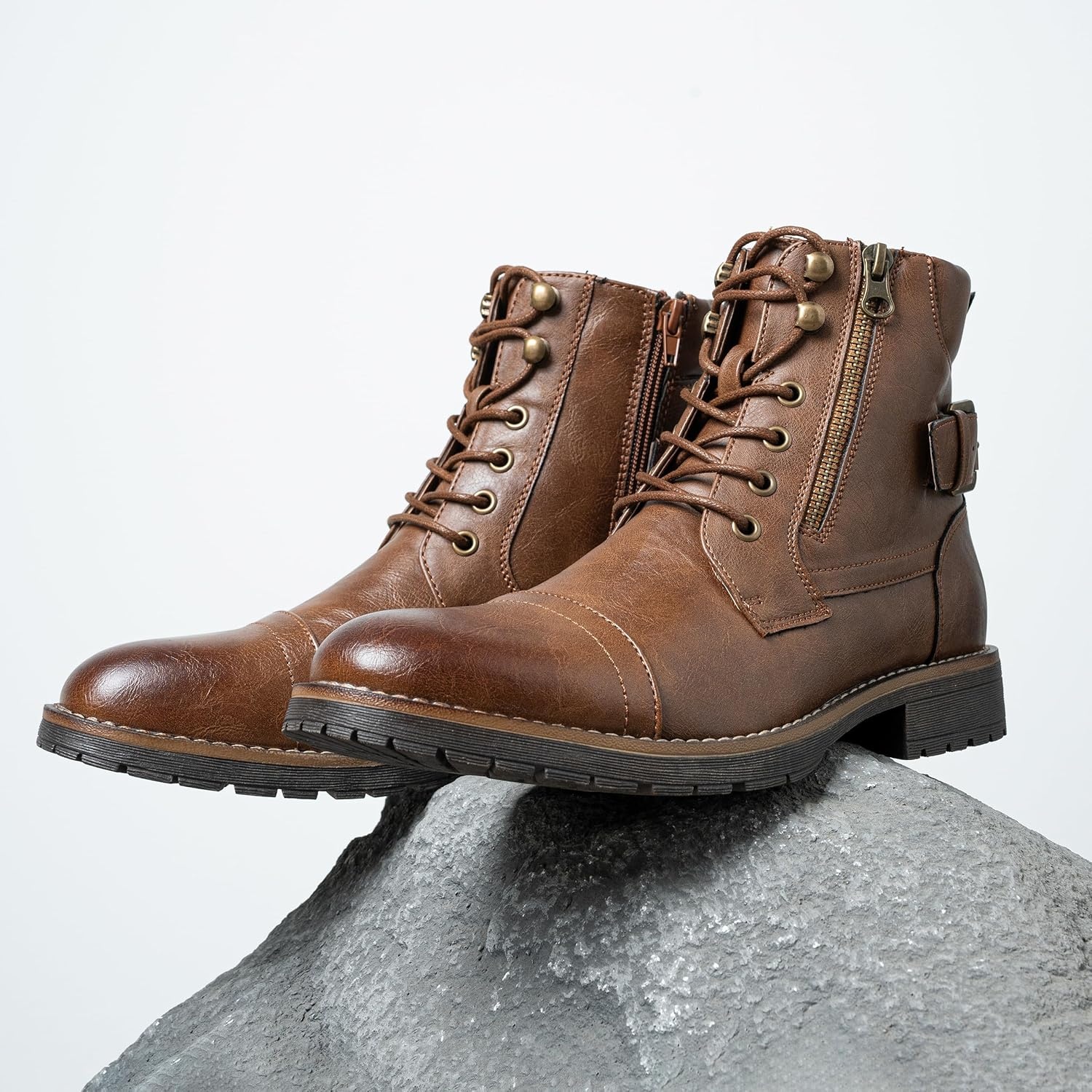 image:imageVostey Mens Boots Boots for Men Casual Boots Motorcycle Combat Ankle Dress Boots MensMotorcycle678adark Brown