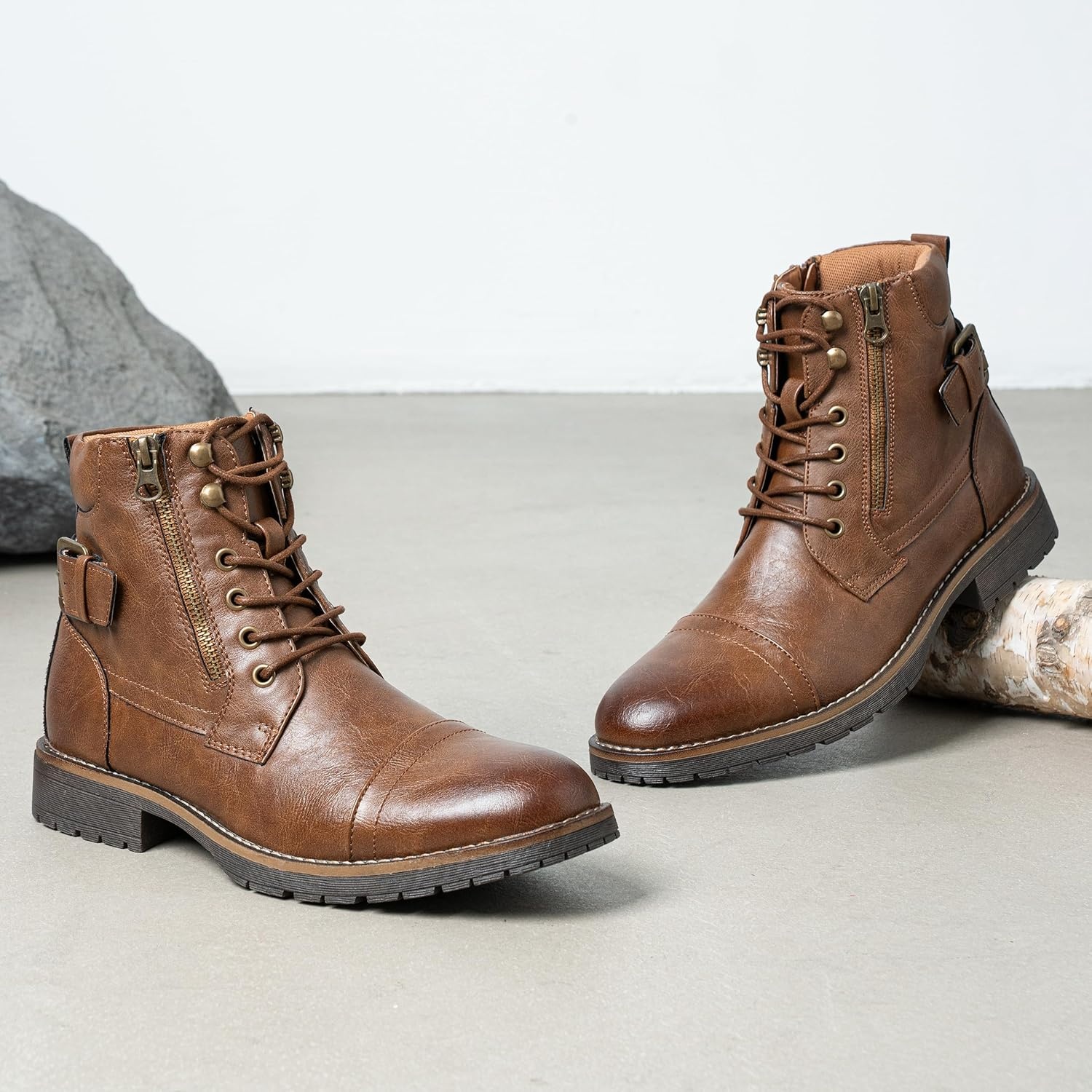 image:imageVostey Mens Boots Boots for Men Casual Boots Motorcycle Combat Ankle Dress Boots MensMotorcycle678adark Brown
