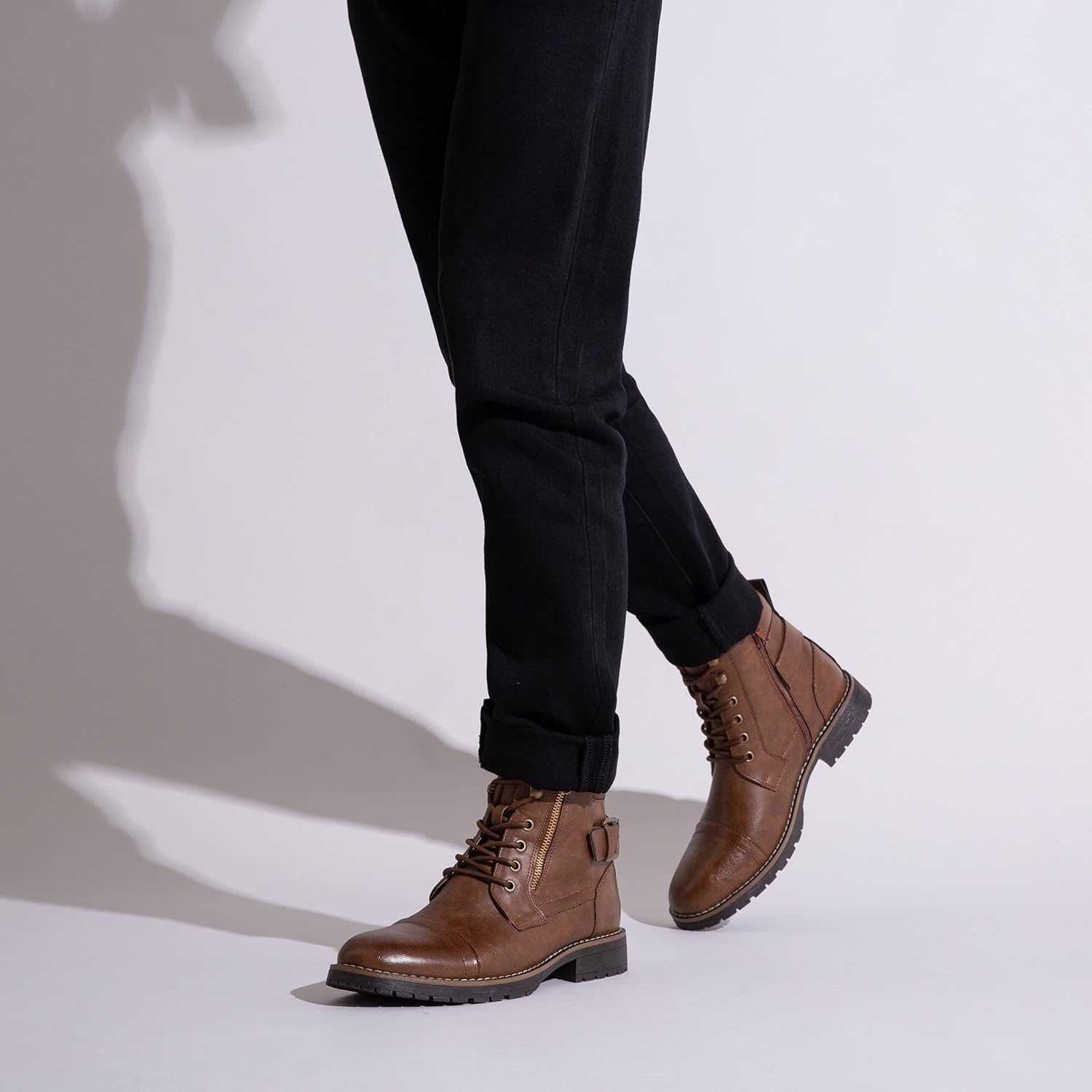 image:imageVostey Mens Boots Boots for Men Casual Boots Motorcycle Combat Ankle Dress Boots MensMotorcycle678adark Brown