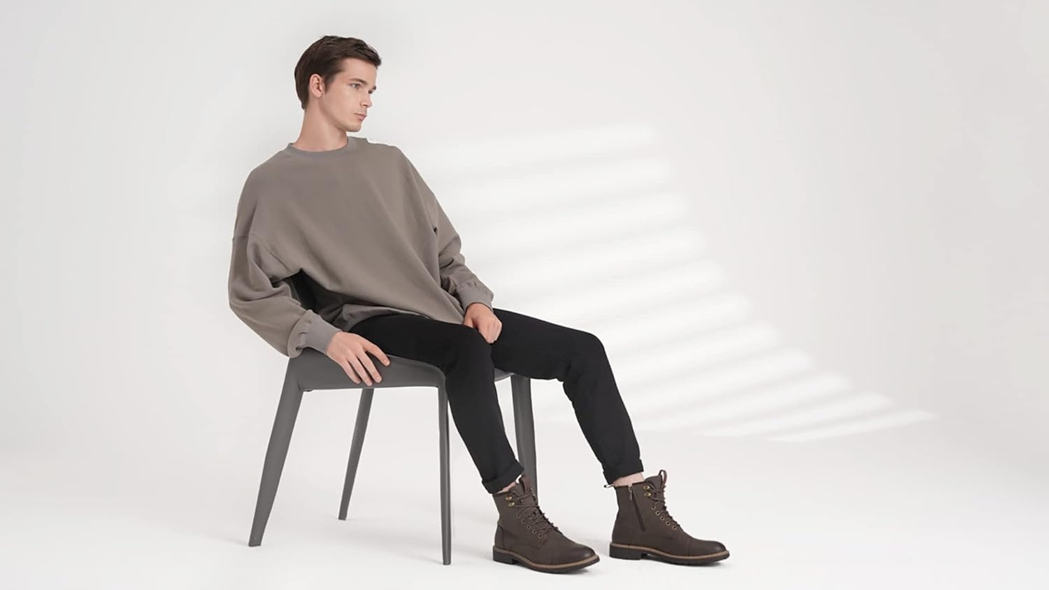 image:imageVostey Mens Boots Motorcycle Casual Boots For Men Zipper Fashion Chukka Boot MensBmy8033adarkbrown