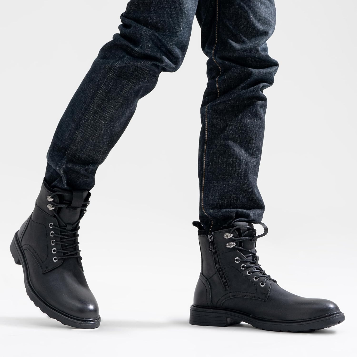 image:imageVostey Mens Boots Motorcycle Casual Boots For Men Zipper Fashion Chukka Boot MensBmy8039aallblack