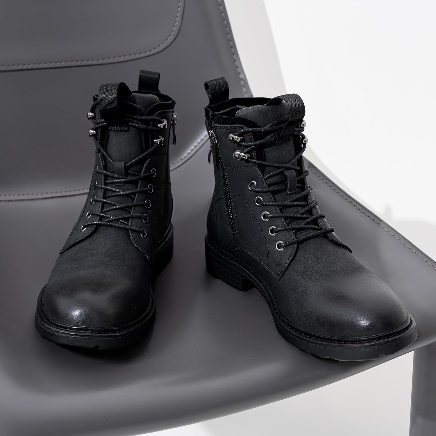 image:imageVostey Mens Boots Motorcycle Casual Boots For Men Zipper Fashion Chukka Boot MensBmy8039aallblack