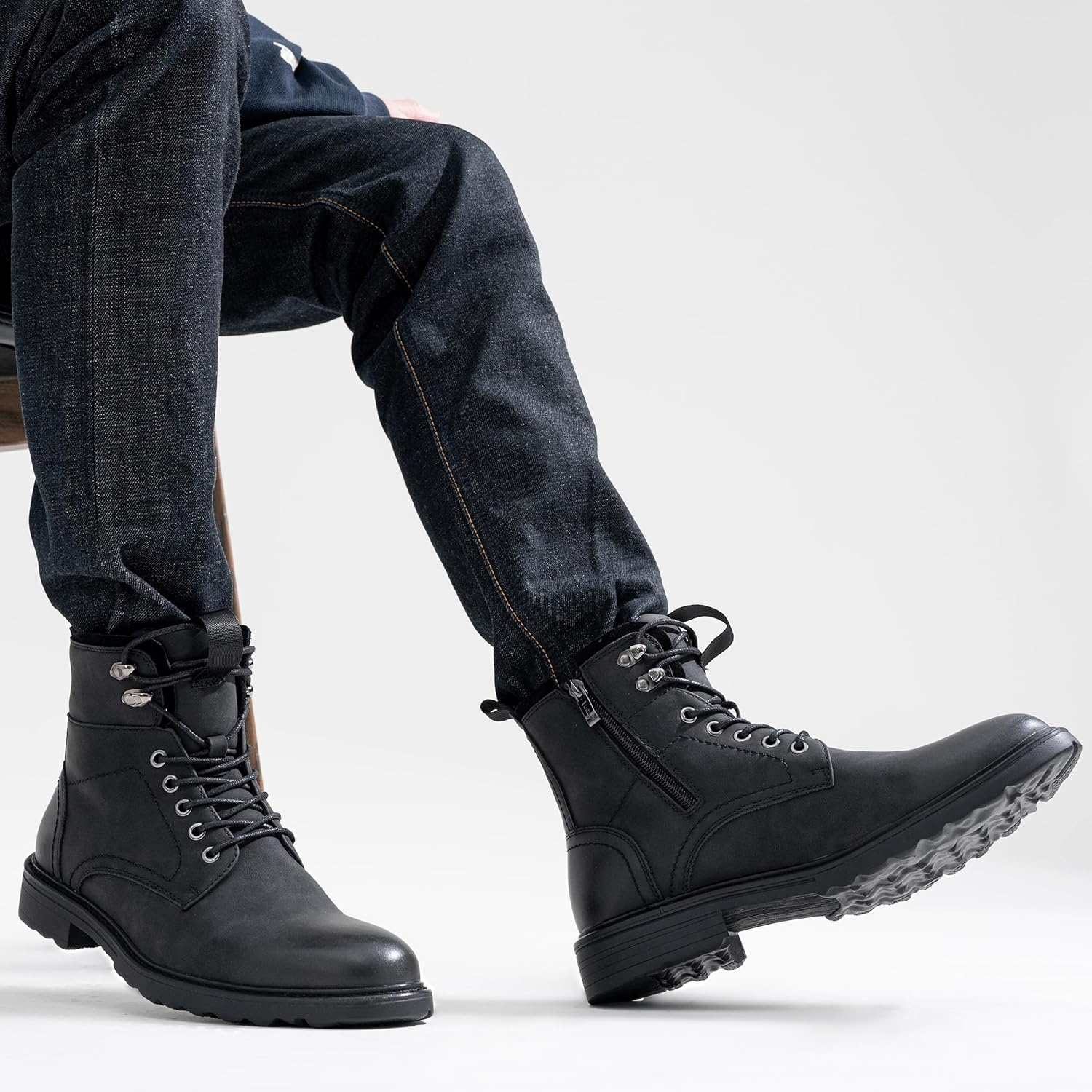 image:imageVostey Mens Boots Motorcycle Casual Boots For Men Zipper Fashion Chukka Boot MensBmy8039aallblack