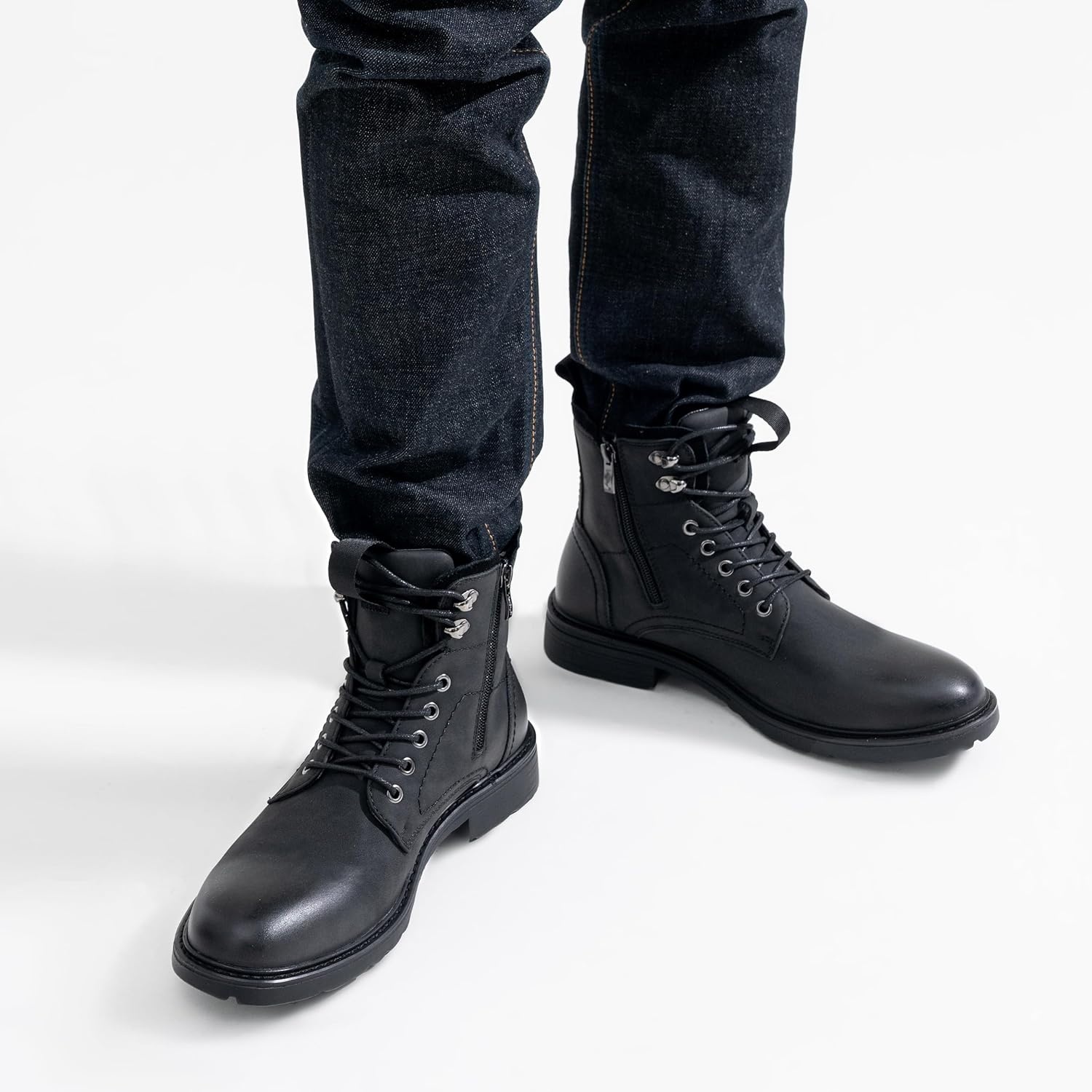 image:imageVostey Mens Boots Motorcycle Casual Boots For Men Zipper Fashion Chukka Boot MensBmy8039aallblack
