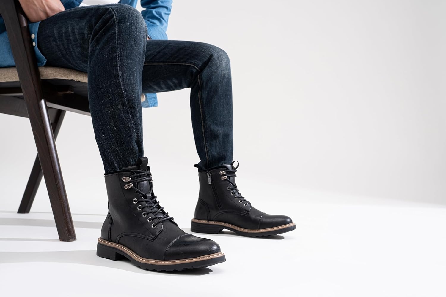 image:imageVostey Mens Boots Motorcycle Casual Boots For Men Zipper Fashion Chukka Boot MensBmy8049black