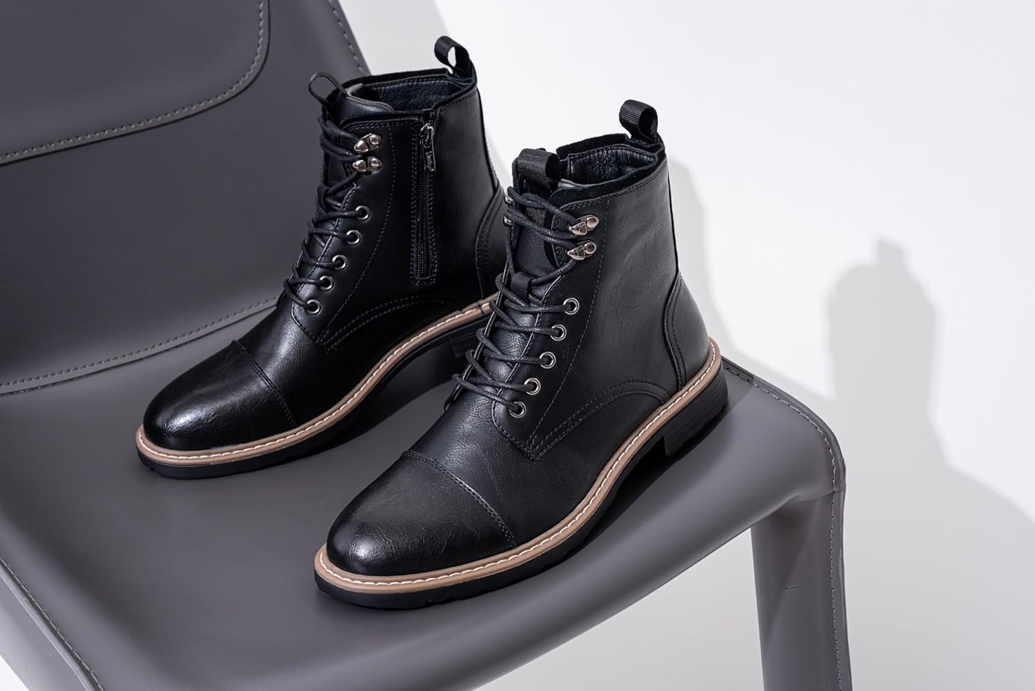 image:imageVostey Mens Boots Motorcycle Casual Boots For Men Zipper Fashion Chukka Boot MensBmy8049black