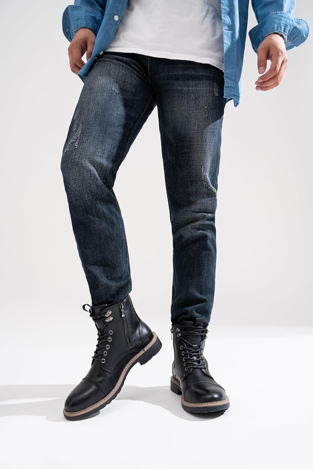 image:imageVostey Mens Boots Motorcycle Casual Boots For Men Zipper Fashion Chukka Boot MensBmy8049black
