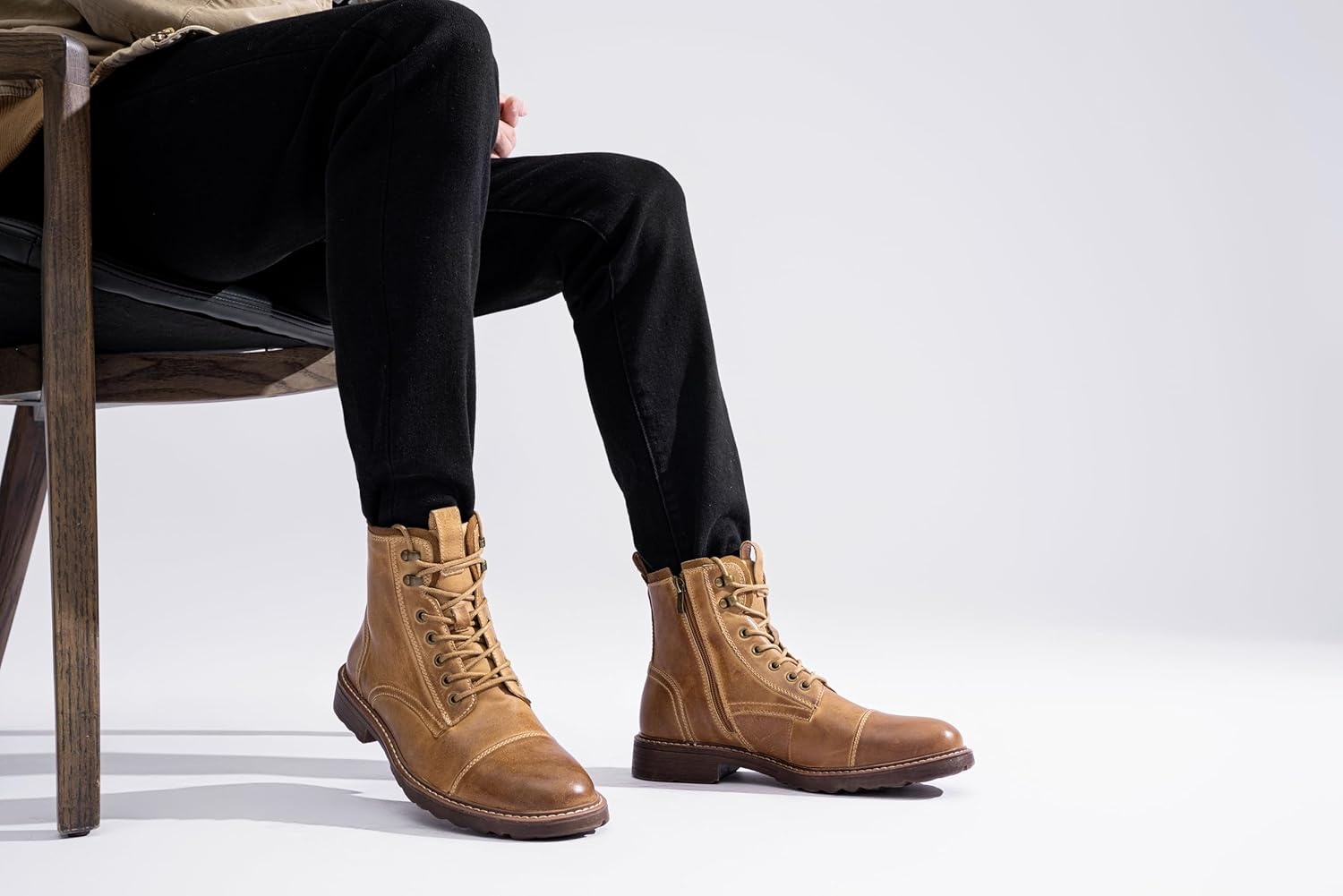 image:imageVostey Mens Boots Motorcycle Casual Boots For Men Zipper Fashion Chukka Boot MensBmy8210brown