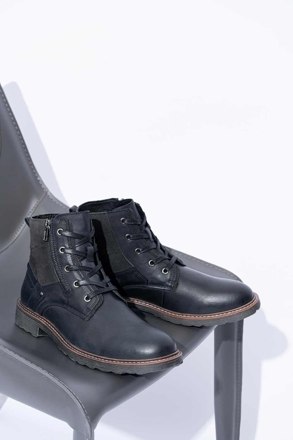 image:imageVostey Mens Boots Motorcycle Casual Boots For Men Zipper Fashion Chukka Boot MensBmy8211black