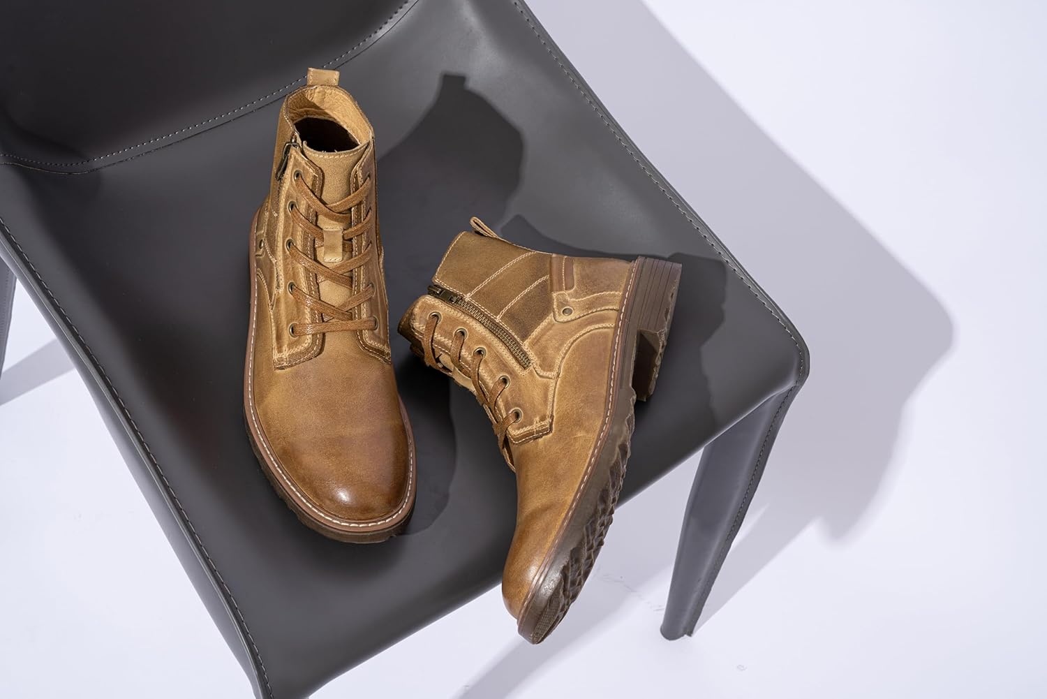 image:imageVostey Mens Boots Motorcycle Casual Boots For Men Zipper Fashion Chukka Boot MensBmy8211brown