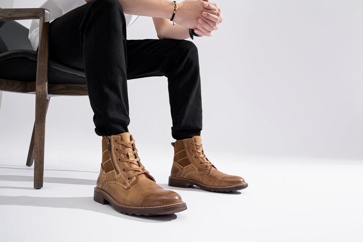 image:imageVostey Mens Boots Motorcycle Casual Boots For Men Zipper Fashion Chukka Boot MensBmy8211brown