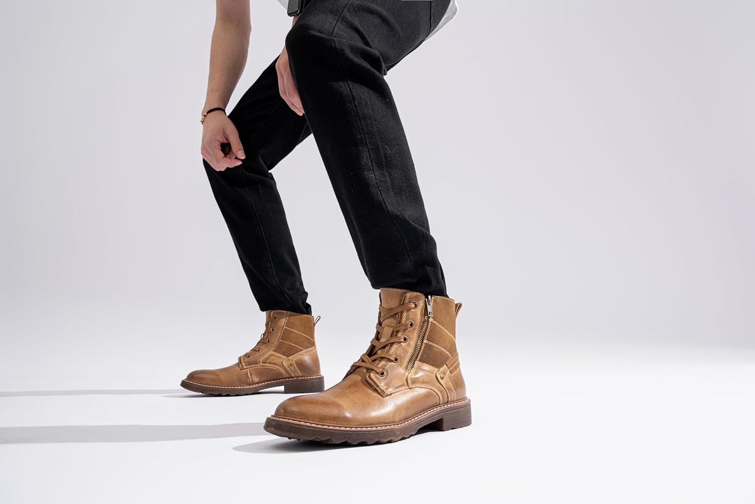 image:imageVostey Mens Boots Motorcycle Casual Boots For Men Zipper Fashion Chukka Boot MensBmy8211brown