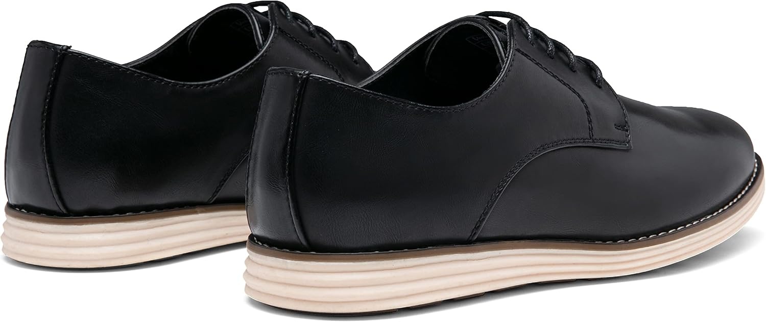 image:imageVostey Mens Casual Dress Shoes Wingtip Plain Business Dress Shoes for MenPlain Black