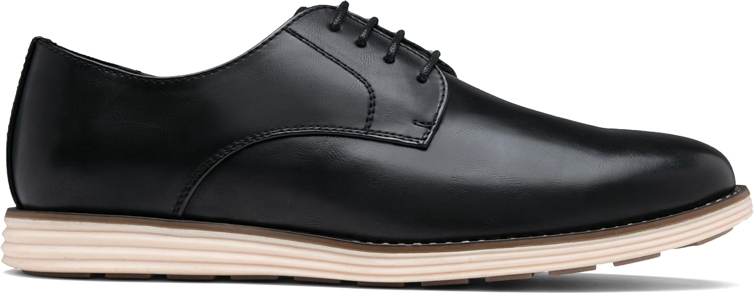 image:imageVostey Mens Casual Dress Shoes Wingtip Plain Business Dress Shoes for MenPlain Black