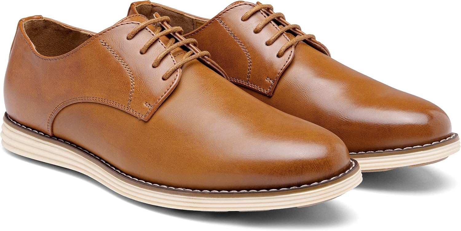 image:imageVostey Mens Casual Dress Shoes Wingtip Plain Business Dress Shoes for MenPlain Brown