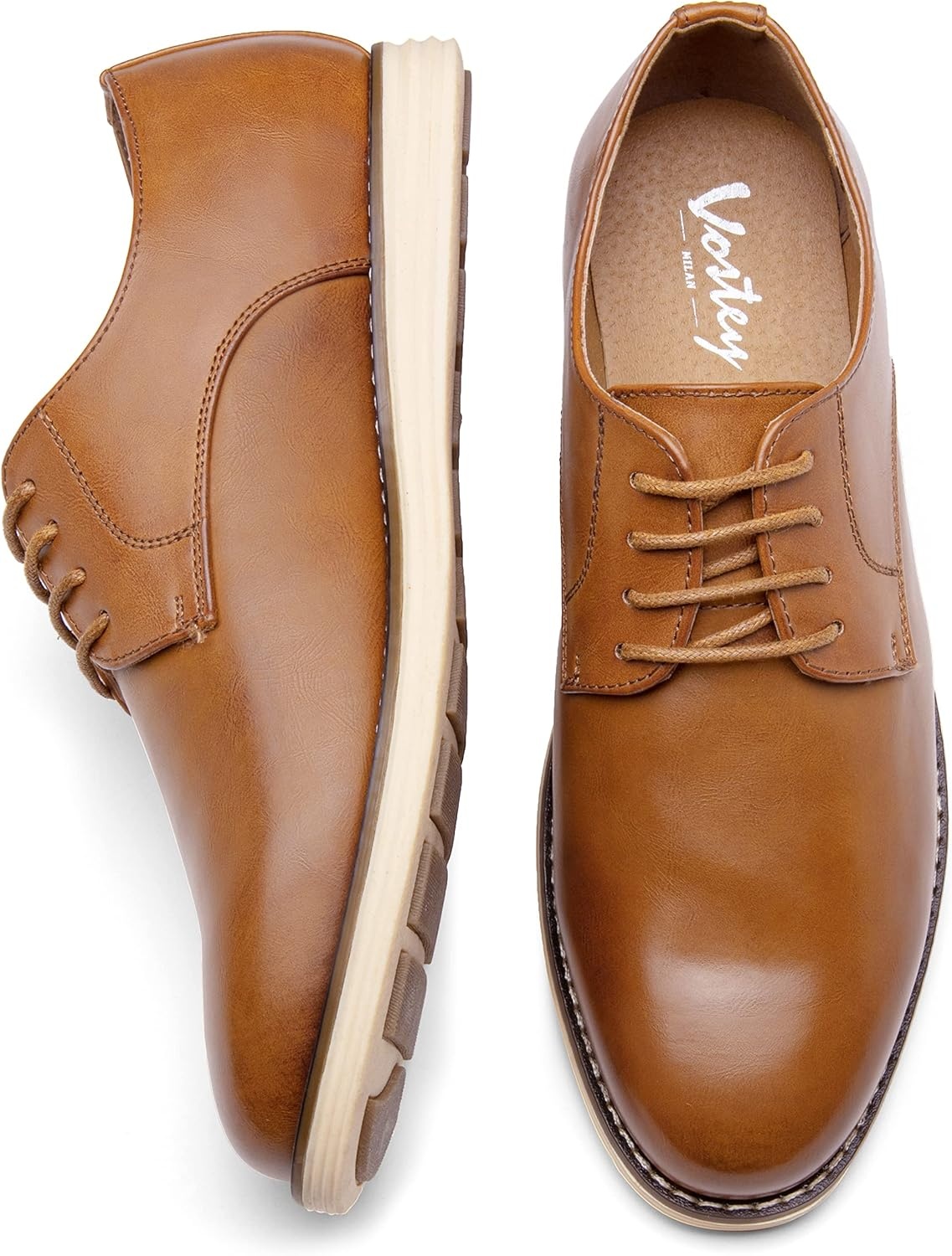 image:imageVostey Mens Casual Dress Shoes Wingtip Plain Business Dress Shoes for MenPlain Brown