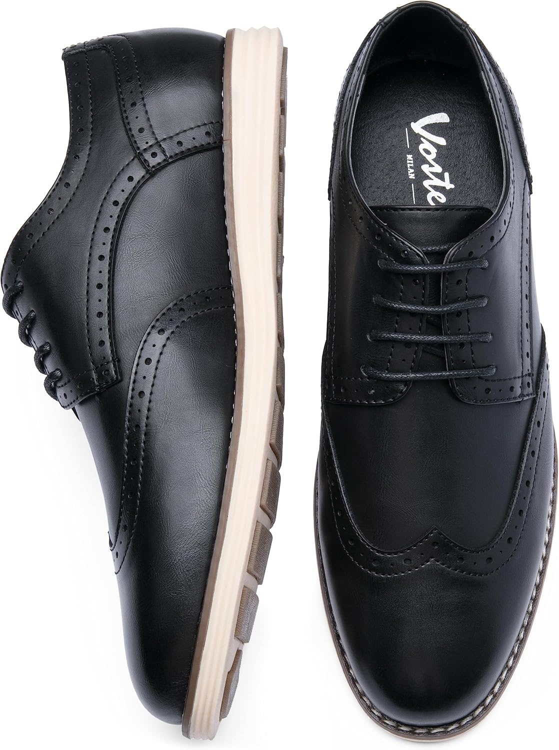 image:imageVostey Mens Casual Dress Shoes Wingtip Plain Business Dress Shoes for MenWingtips Black