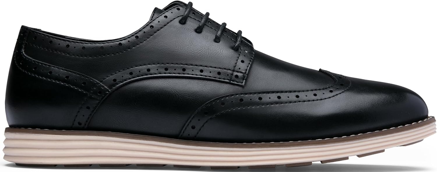 image:imageVostey Mens Casual Dress Shoes Wingtip Plain Business Dress Shoes for MenWingtips Black