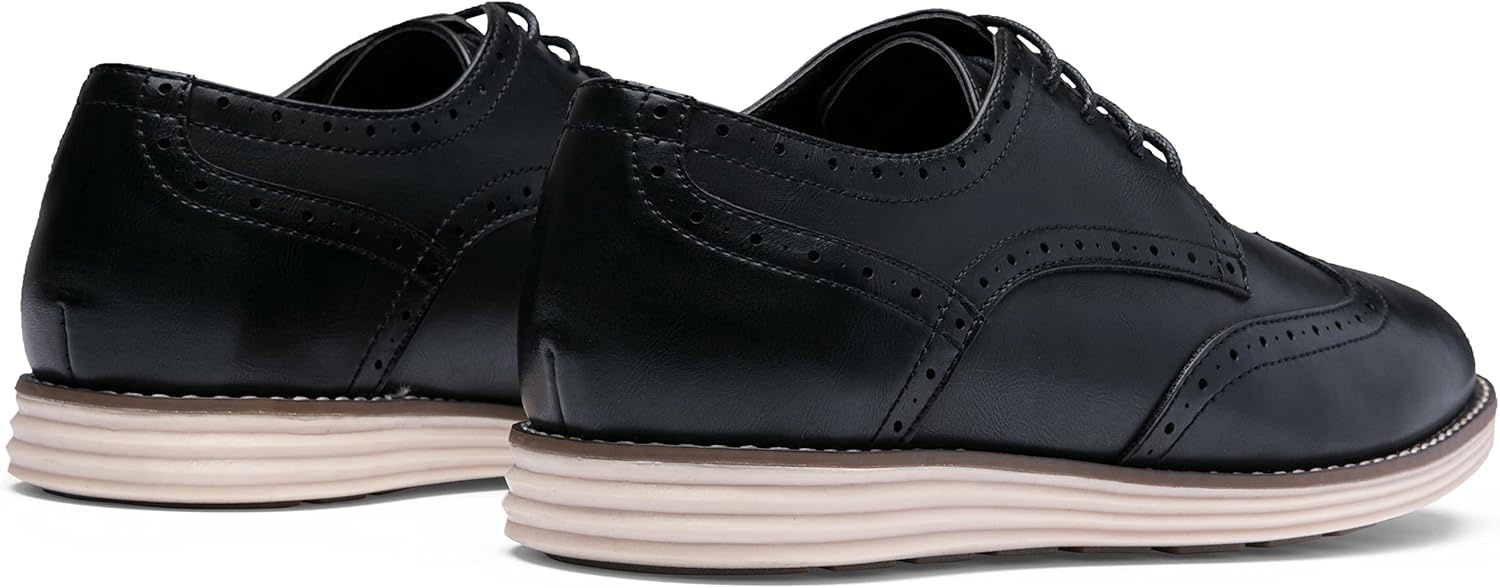 image:imageVostey Mens Casual Dress Shoes Wingtip Plain Business Dress Shoes for MenWingtips Black