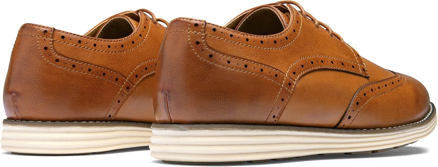 image:imageVostey Mens Casual Dress Shoes Wingtip Plain Business Dress Shoes for MenWingtips Brown