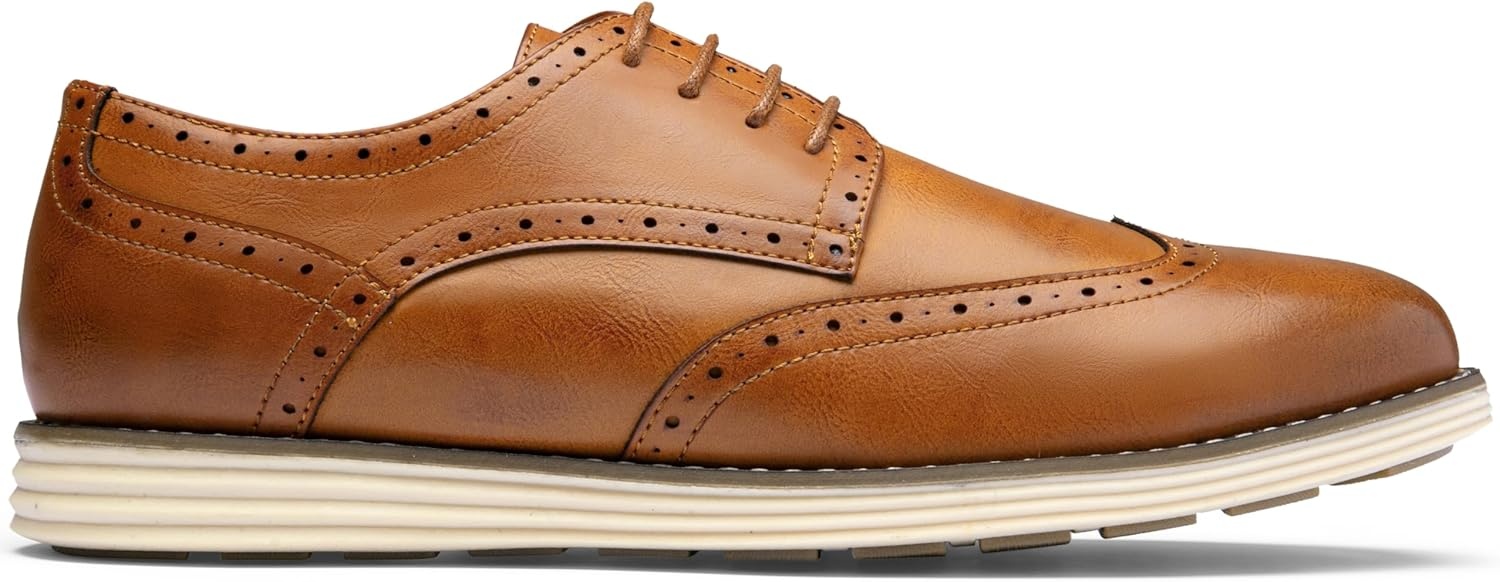 image:imageVostey Mens Casual Dress Shoes Wingtip Plain Business Dress Shoes for MenWingtips Brown