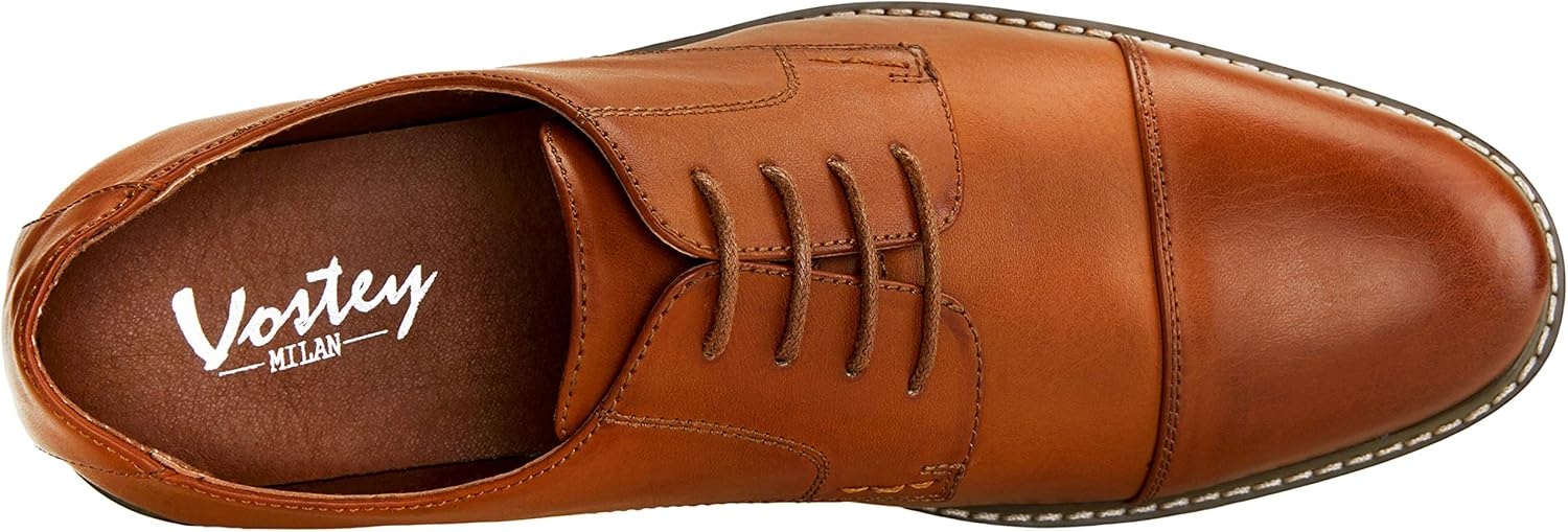 image:imageVostey Mens Dress Shoes Classic Formal Business Cap Toe Wingtip Oxfords Lace Up Derby ShoesClassic Cap Toe Polished Brown