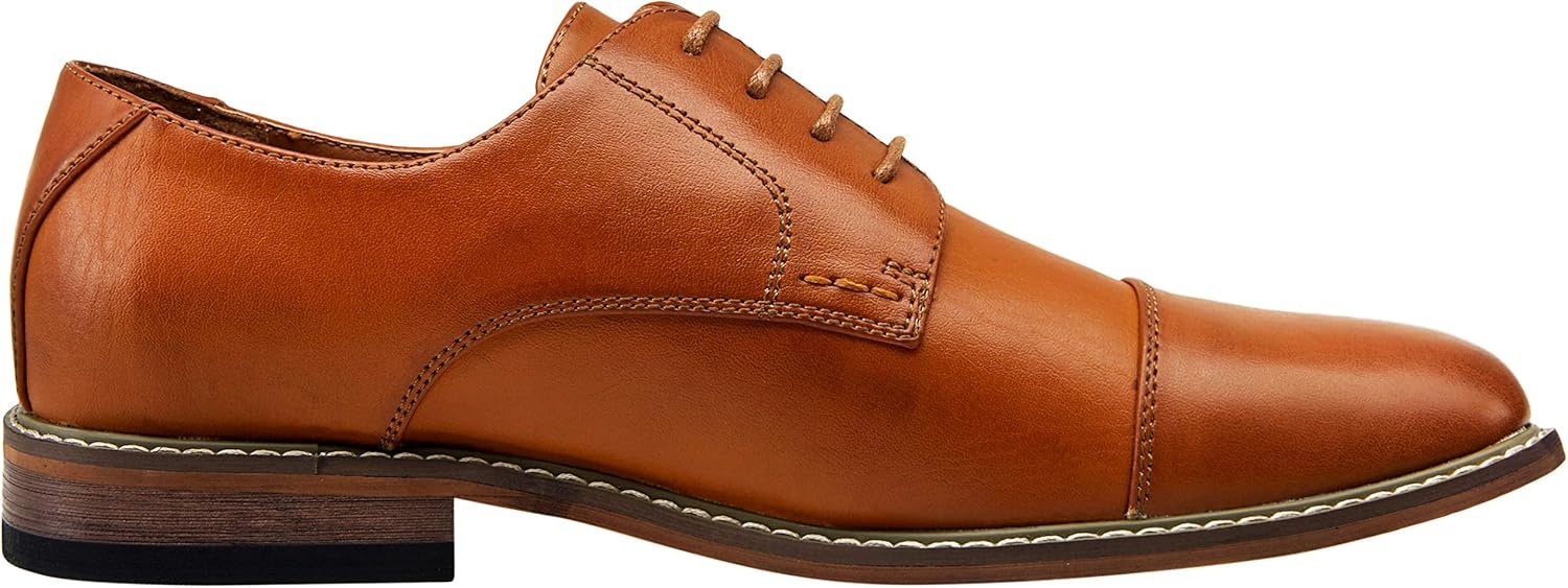 image:imageVostey Mens Dress Shoes Classic Formal Business Cap Toe Wingtip Oxfords Lace Up Derby ShoesClassic Cap Toe Polished Brown
