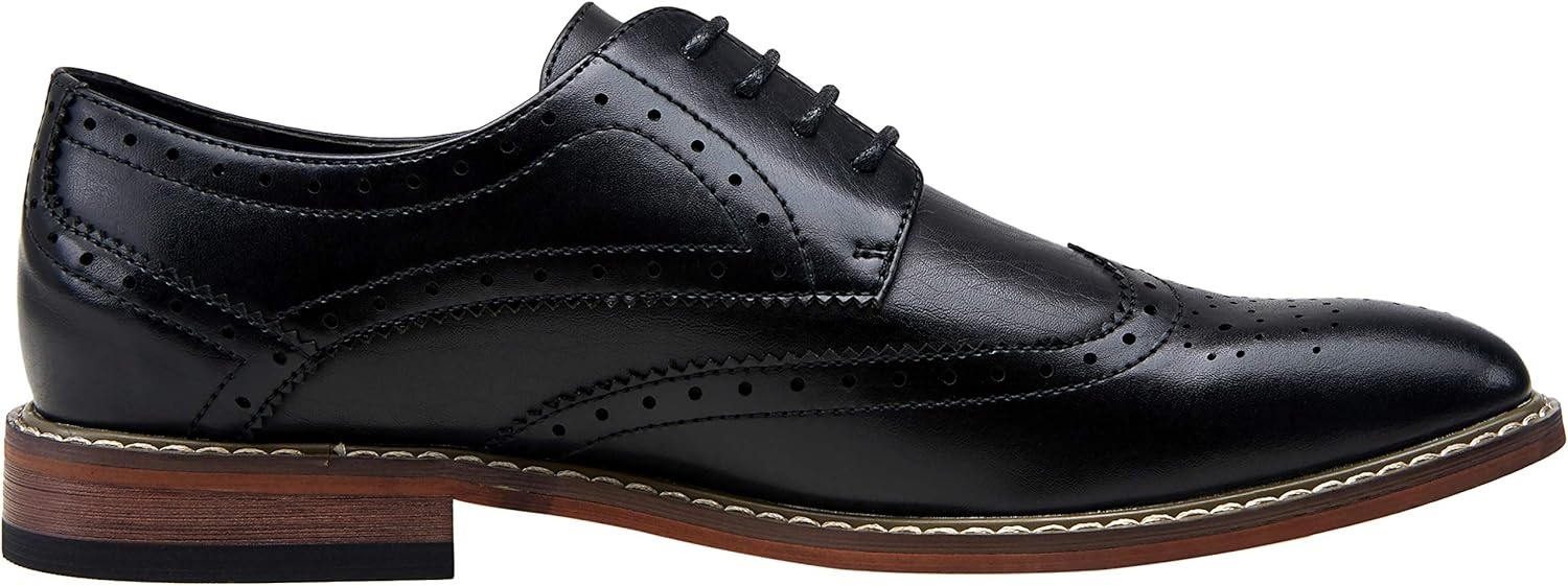 image:imageVostey Mens Dress Shoes Classic Formal Business Cap Toe Wingtip Oxfords Lace Up Derby ShoesWingtip Brogue Black