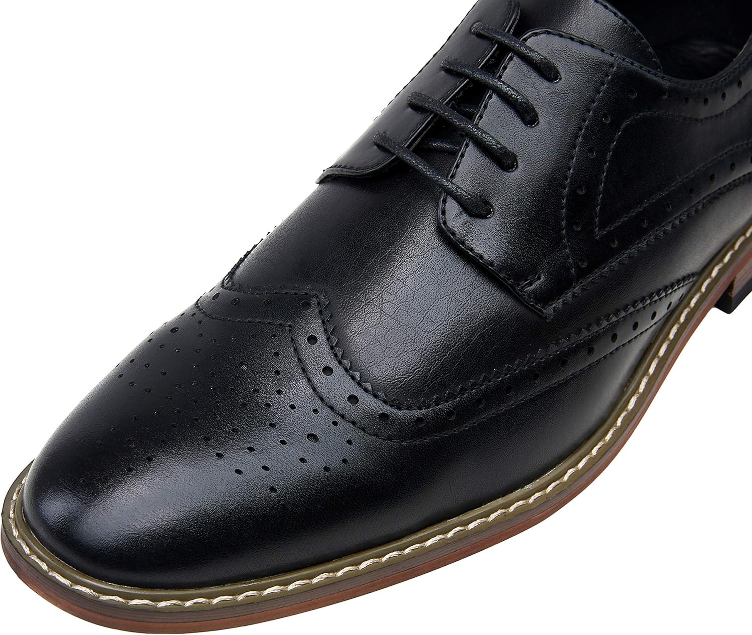 image:imageVostey Mens Dress Shoes Classic Formal Business Cap Toe Wingtip Oxfords Lace Up Derby ShoesWingtip Brogue Black