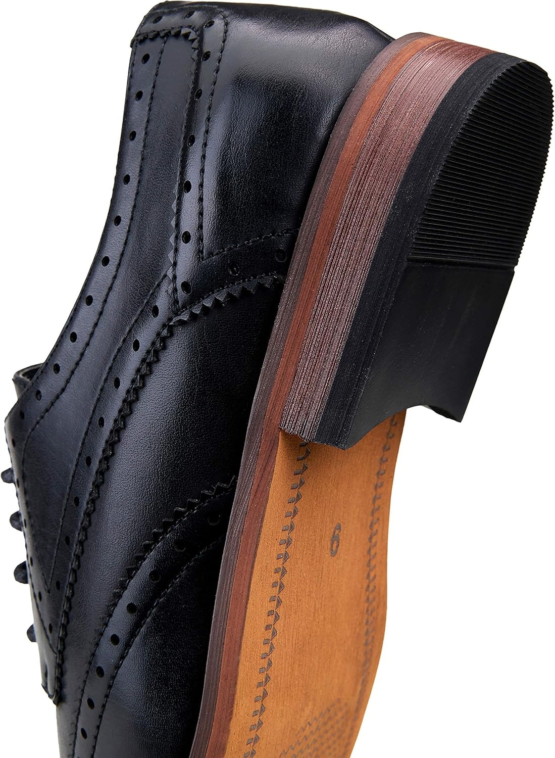 image:imageVostey Mens Dress Shoes Classic Formal Business Cap Toe Wingtip Oxfords Lace Up Derby ShoesWingtip Brogue Black