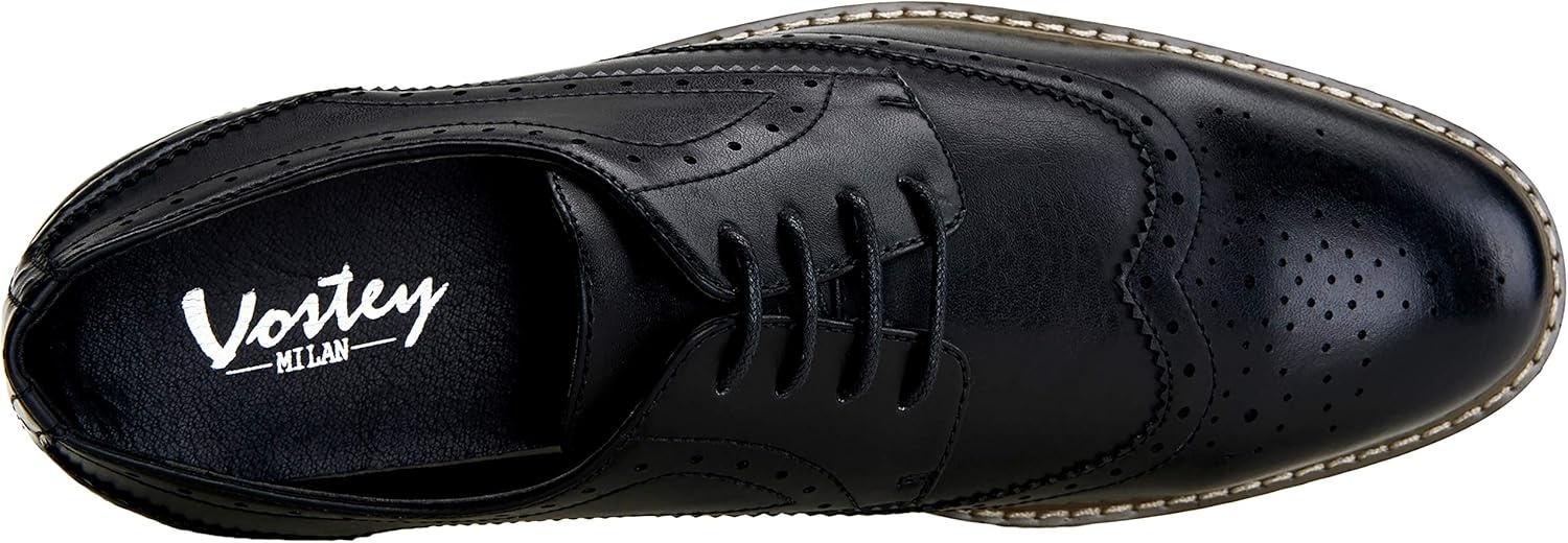 image:imageVostey Mens Dress Shoes Classic Formal Business Cap Toe Wingtip Oxfords Lace Up Derby ShoesWingtip Brogue Black