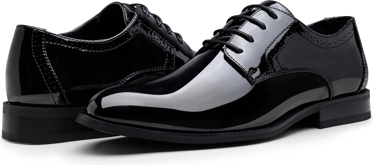 image:imageVostey Mens Dress Shoes Classic Wingtip Brogue Men Oxfords637patentblack