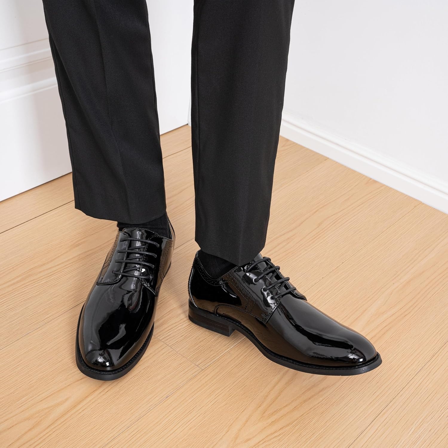 image:imageVostey Mens Dress Shoes Classic Wingtip Brogue Men Oxfords637patentblack